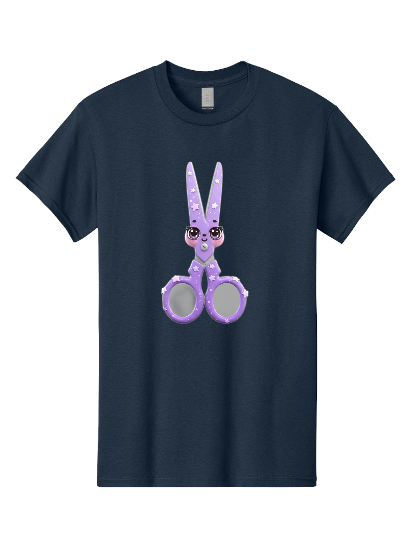 Purple-Bunny-Scissors Men'S Graphic Tee, 100% Cotton, Comfortable Casual Summer Wear, Machine Washable, Cute Cartoon Bunny, Purple Scissors, Star Pattern, Children'S Craft Tool, Art Supplies, Nursery Decor, Fun Design, Bad462