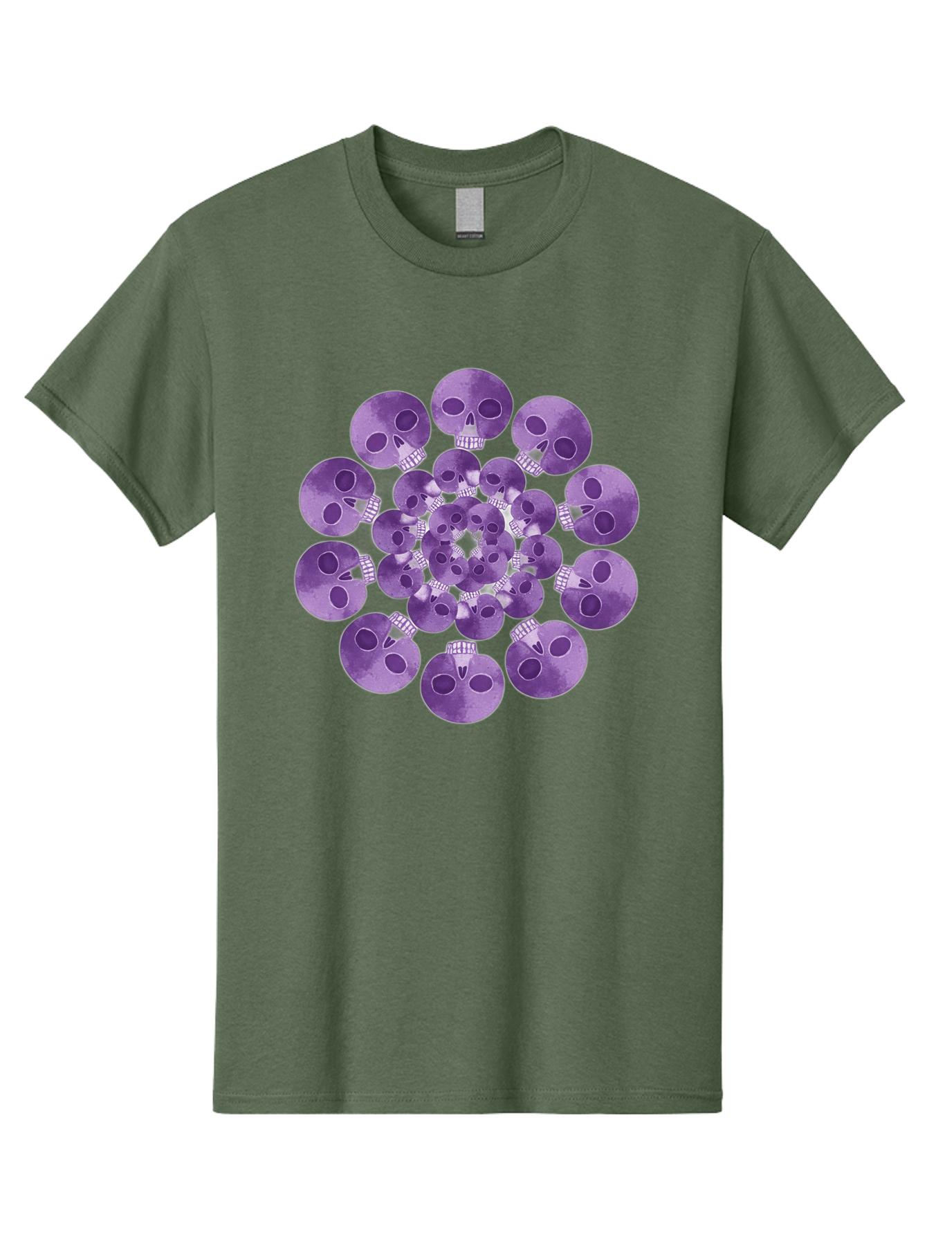 Purple-Skulls Men'S Graphic Tee, 100% Cotton, Comfortable Casual Summer Wear, Machine Washable, Cluster Of Purple Skulls, Skull Illustration, Gothic Art, Skull Design, Purple And White Colors, Skull Pattern, Dark Aesthetic, Grunge Style Bad466