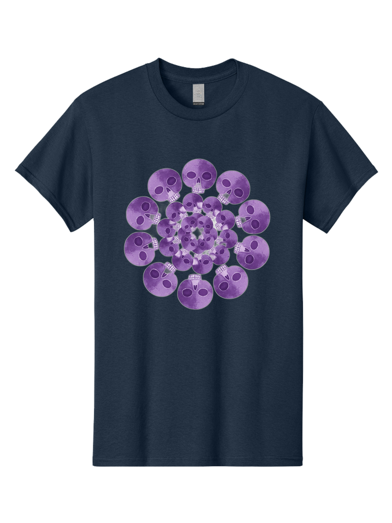 Purple-Skulls Men'S Graphic Tee, 100% Cotton, Comfortable Casual Summer Wear, Machine Washable, Cluster Of Purple Skulls, Skull Illustration, Gothic Art, Skull Design, Purple And White Colors, Skull Pattern, Dark Aesthetic, Grunge Style Bad466