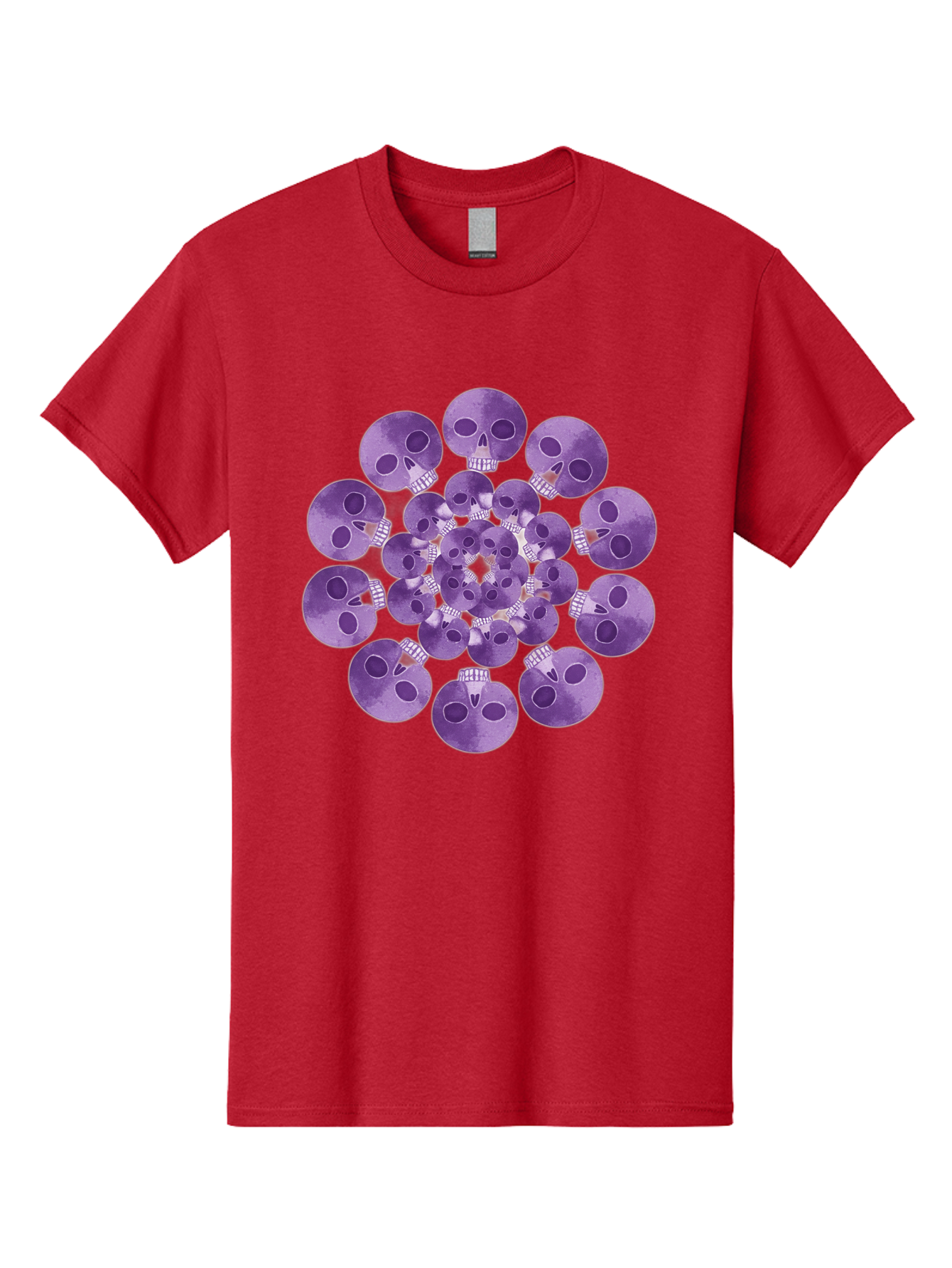 Purple-Skulls Men'S Graphic Tee, 100% Cotton, Comfortable Casual Summer Wear, Machine Washable, Cluster Of Purple Skulls, Skull Illustration, Gothic Art, Skull Design, Purple And White Colors, Skull Pattern, Dark Aesthetic, Grunge Style Bad466