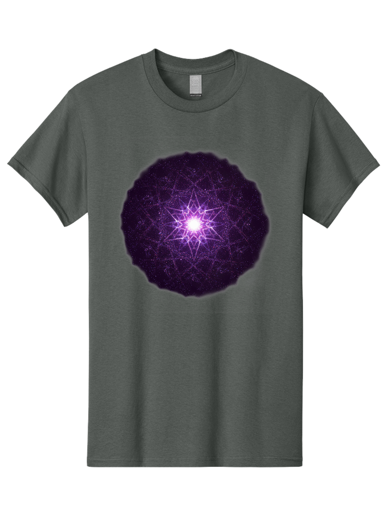 Purple-Star Men'S Graphic Tee, 100% Cotton, Comfortable Casual Summer Wear, Machine Washable, Sacred Geometry, Purple Star, Mystical Symbol, Spiritual Pattern, Geometric Shape, Celestial Body, Starburst, Mandala, Abstract Art, Cosmic Energy Bad467
