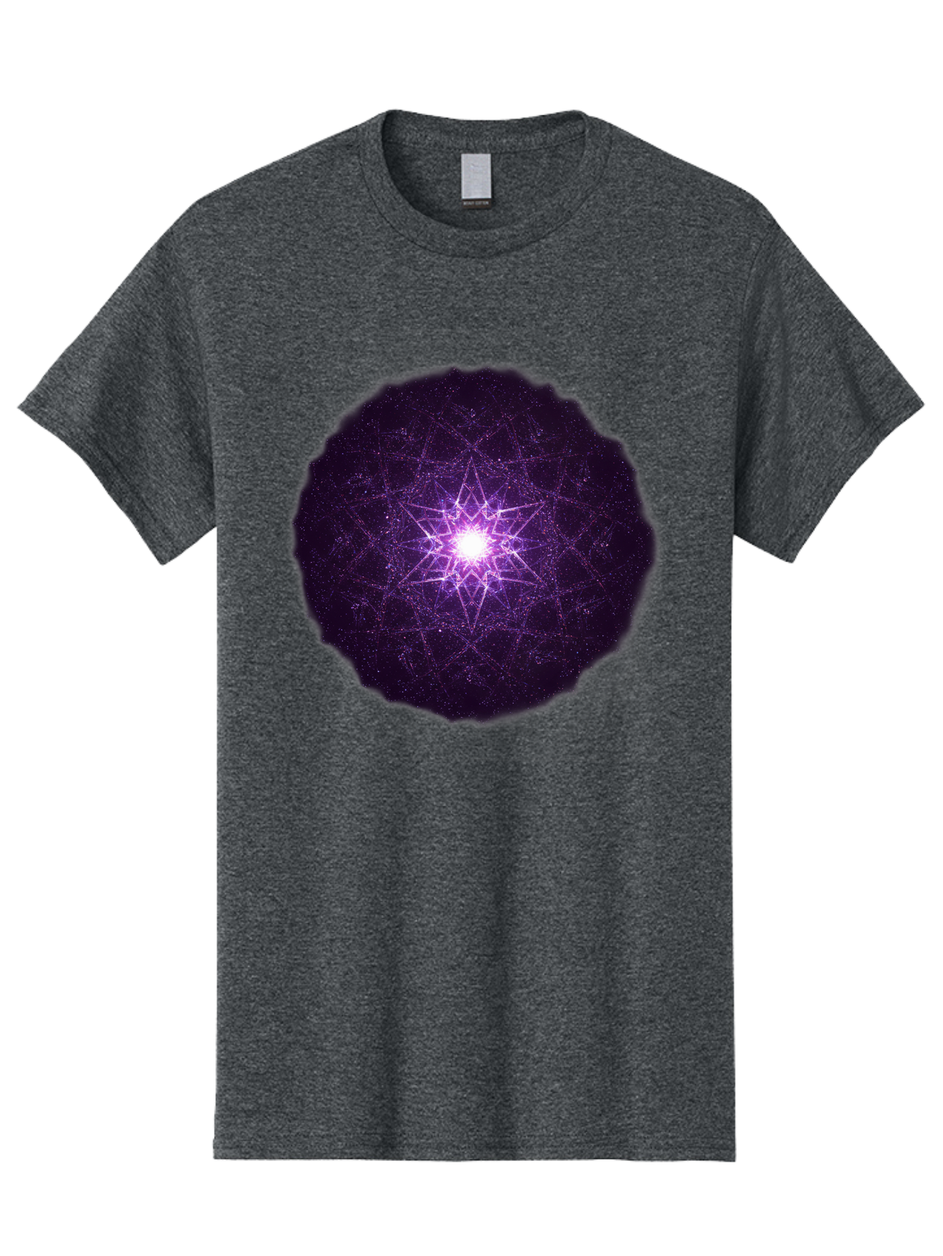Purple-Star Men'S Graphic Tee, 100% Cotton, Comfortable Casual Summer Wear, Machine Washable, Sacred Geometry, Purple Star, Mystical Symbol, Spiritual Pattern, Geometric Shape, Celestial Body, Starburst, Mandala, Abstract Art, Cosmic Energy Bad467
