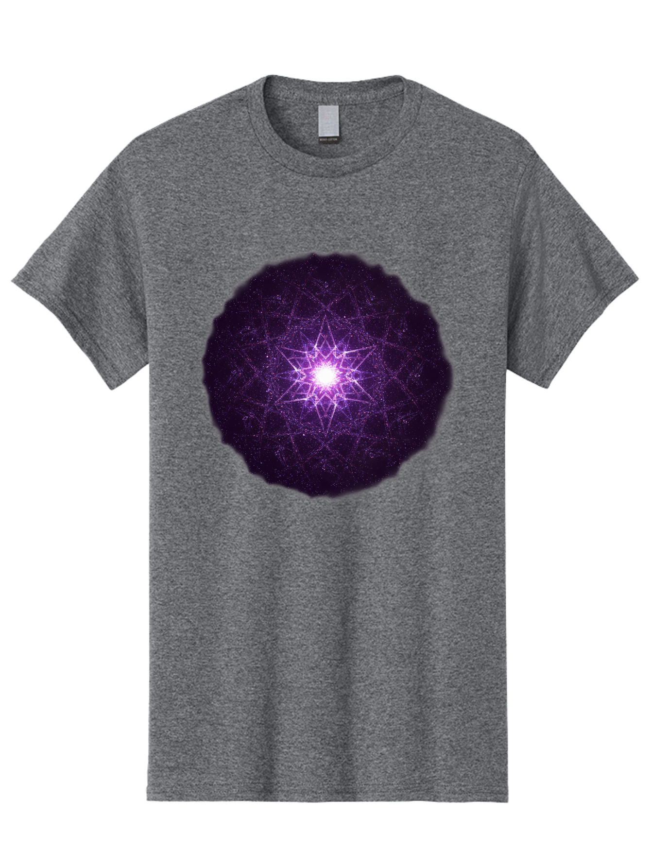 Purple-Star Men'S Graphic Tee, 100% Cotton, Comfortable Casual Summer Wear, Machine Washable, Sacred Geometry, Purple Star, Mystical Symbol, Spiritual Pattern, Geometric Shape, Celestial Body, Starburst, Mandala, Abstract Art, Cosmic Energy Bad467