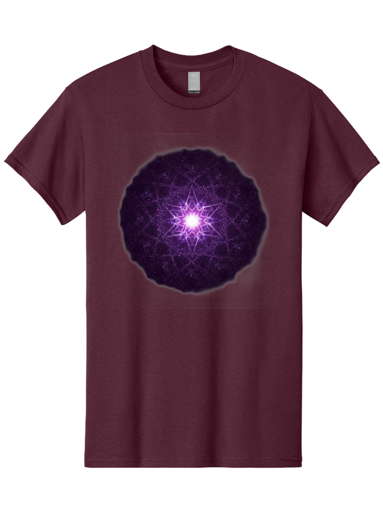 Purple-Star Men'S Graphic Tee, 100% Cotton, Comfortable Casual Summer Wear, Machine Washable, Sacred Geometry, Purple Star, Mystical Symbol, Spiritual Pattern, Geometric Shape, Celestial Body, Starburst, Mandala, Abstract Art, Cosmic Energy Bad467
