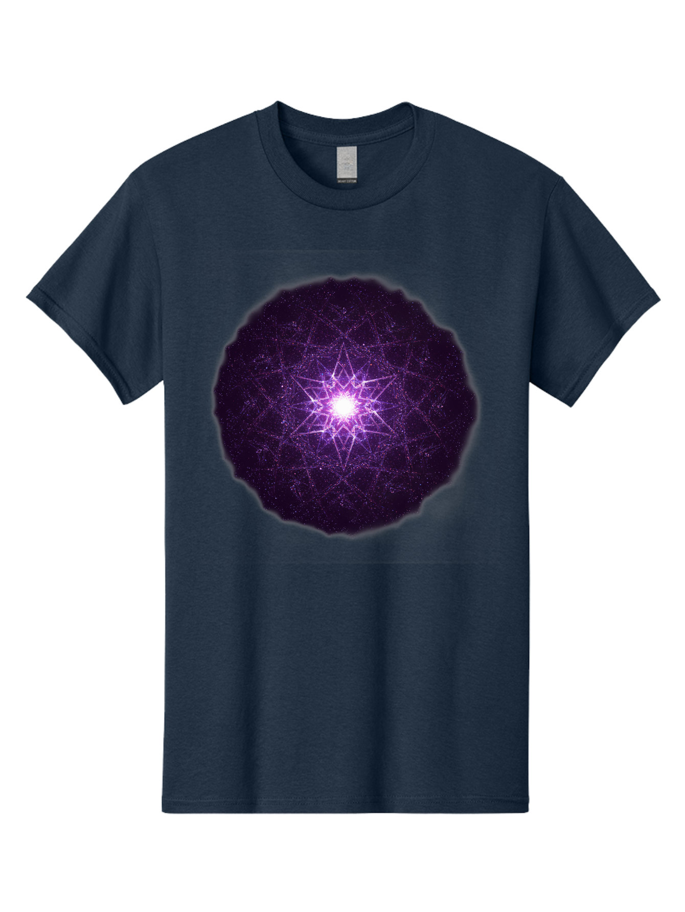 Purple-Star Men'S Graphic Tee, 100% Cotton, Comfortable Casual Summer Wear, Machine Washable, Sacred Geometry, Purple Star, Mystical Symbol, Spiritual Pattern, Geometric Shape, Celestial Body, Starburst, Mandala, Abstract Art, Cosmic Energy Bad467