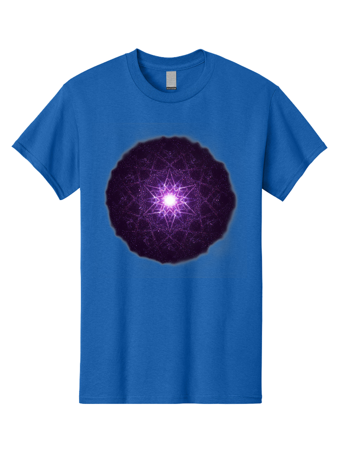 Purple-Star Men'S Graphic Tee, 100% Cotton, Comfortable Casual Summer Wear, Machine Washable, Sacred Geometry, Purple Star, Mystical Symbol, Spiritual Pattern, Geometric Shape, Celestial Body, Starburst, Mandala, Abstract Art, Cosmic Energy Bad467