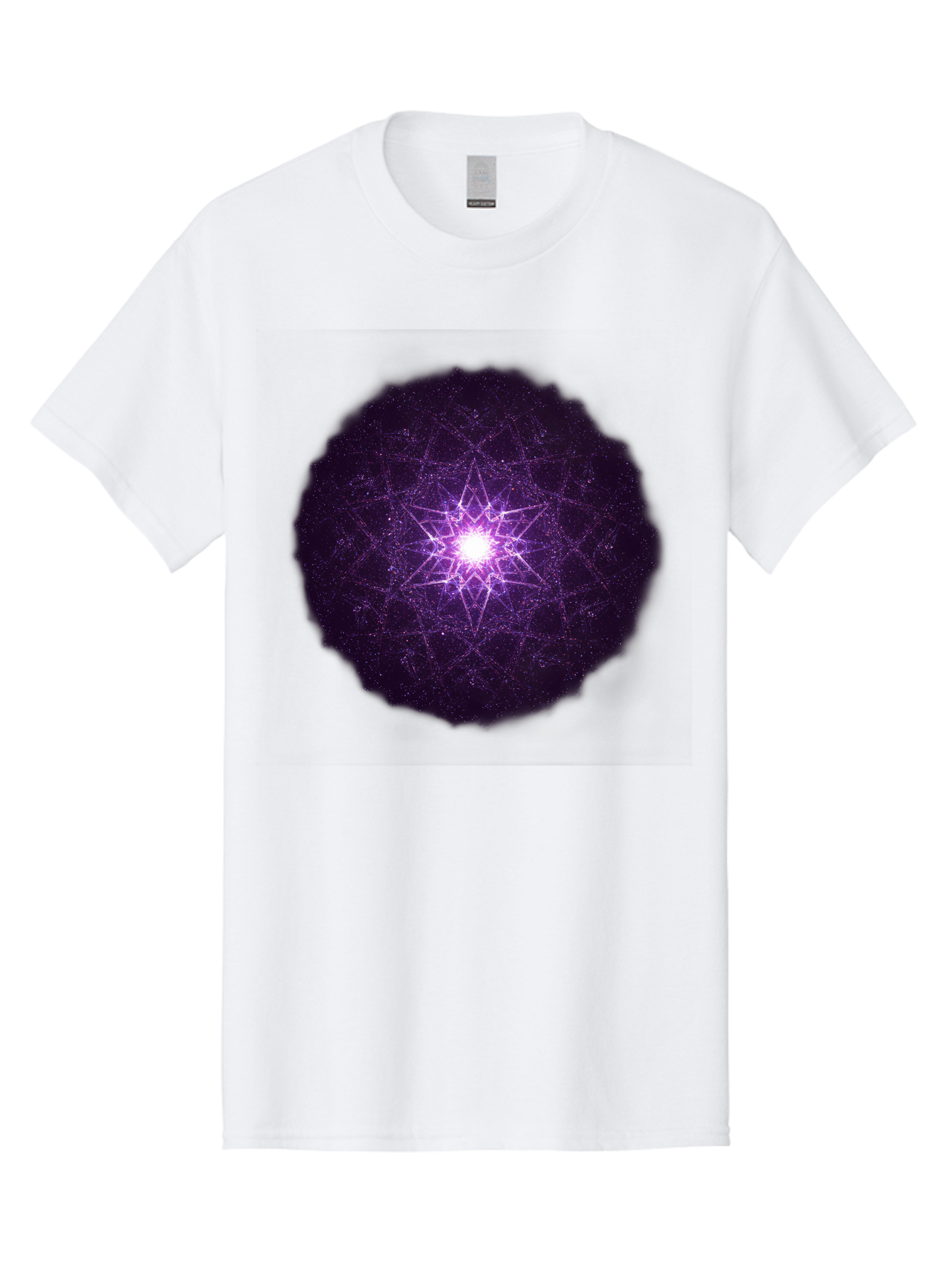 Purple-Star Men'S Graphic Tee, 100% Cotton, Comfortable Casual Summer Wear, Machine Washable, Sacred Geometry, Purple Star, Mystical Symbol, Spiritual Pattern, Geometric Shape, Celestial Body, Starburst, Mandala, Abstract Art, Cosmic Energy Bad467