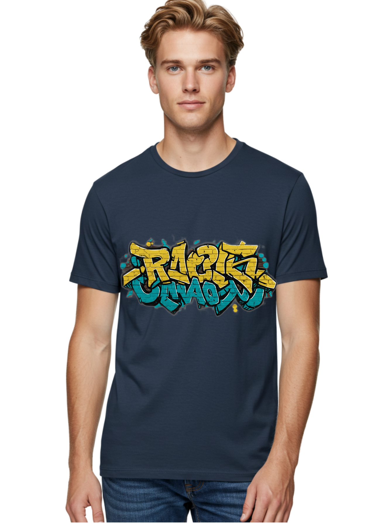 Raptz-Clan Men'S Graphic Tee, 100% Cotton, Comfortable Casual Summer Wear, Machine Washable, Street Art, Graffiti Style, Bold Typography, Vibrant Colors, Razk Unadon, Urban Art, Stylized Font, Cool Graphics, Artistic Expression Bad471