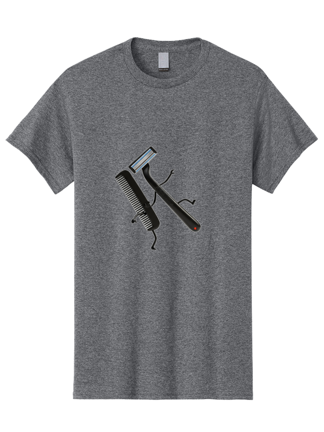 Razor-And-Comb Men'S Graphic Tee, 100% Cotton, Comfortable Casual Summer Wear, Machine Washable, Razor And Comb, Grooming Tools, Shaving Accessories, Personal Care, Beauty Products, Male Grooming, Razor Blade, Hair Comb Bad473