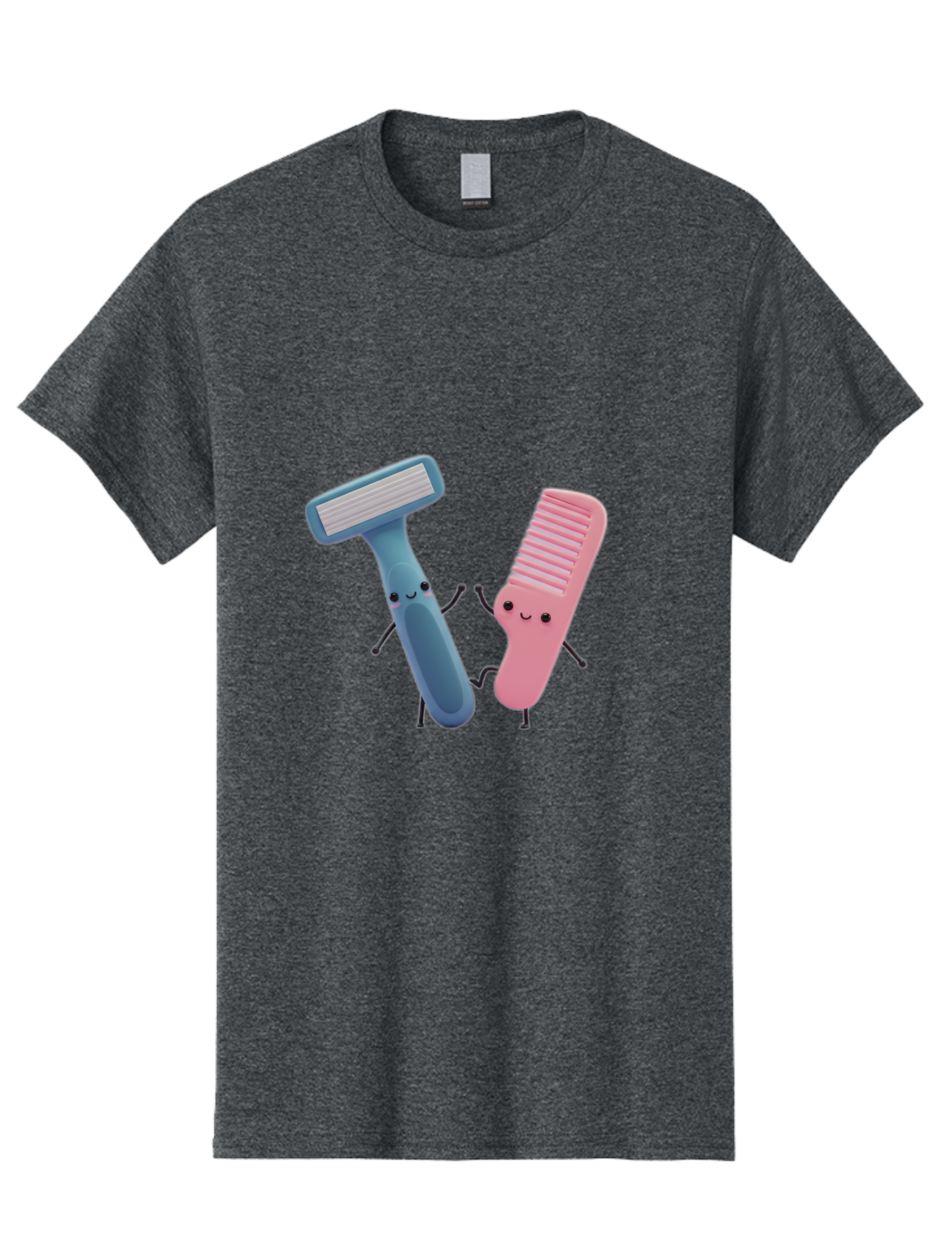 Razor-Duo Men'S Graphic Tee, 100% Cotton, Comfortable Casual Summer Wear, Machine Washable, Cartoon Razors, Pink And Blue Razors, Razor Characters, Shaving, Personal Care, Hygiene Products, Grooming, Razor Blades Bad477
