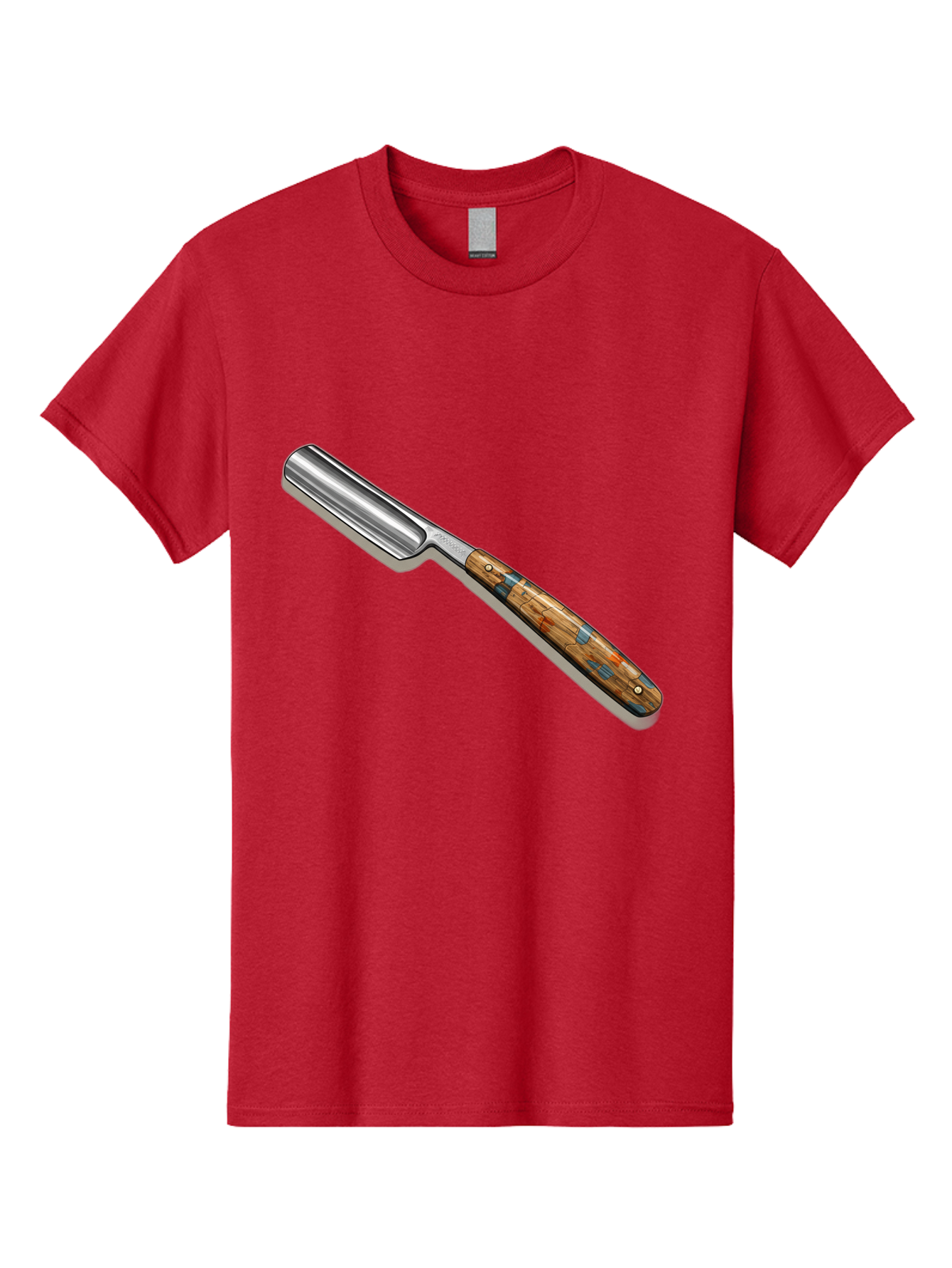 Razor Men'S Graphic Tee, 100% Cotton, Comfortable Casual Summer Wear, Machine Washable, Vintage Straight Razor, Sharp Blade, Wooden Handle, Traditional Shaving, Classic Grooming Tool, Men'S Grooming, Barber Shop Essentials, Close Shave Bad480