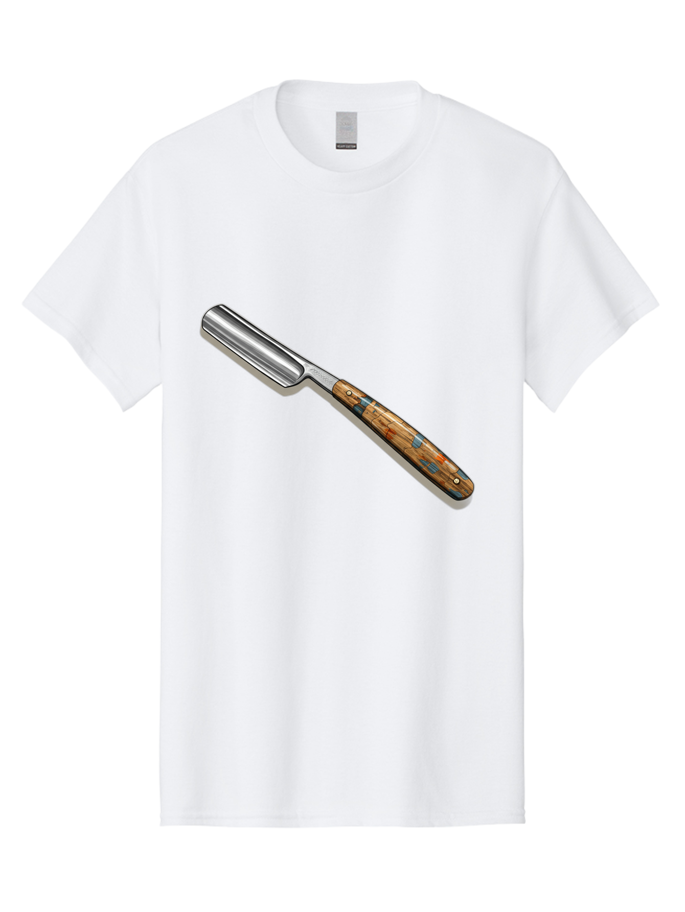 Razor Men'S Graphic Tee, 100% Cotton, Comfortable Casual Summer Wear, Machine Washable, Vintage Straight Razor, Sharp Blade, Wooden Handle, Traditional Shaving, Classic Grooming Tool, Men'S Grooming, Barber Shop Essentials, Close Shave Bad480