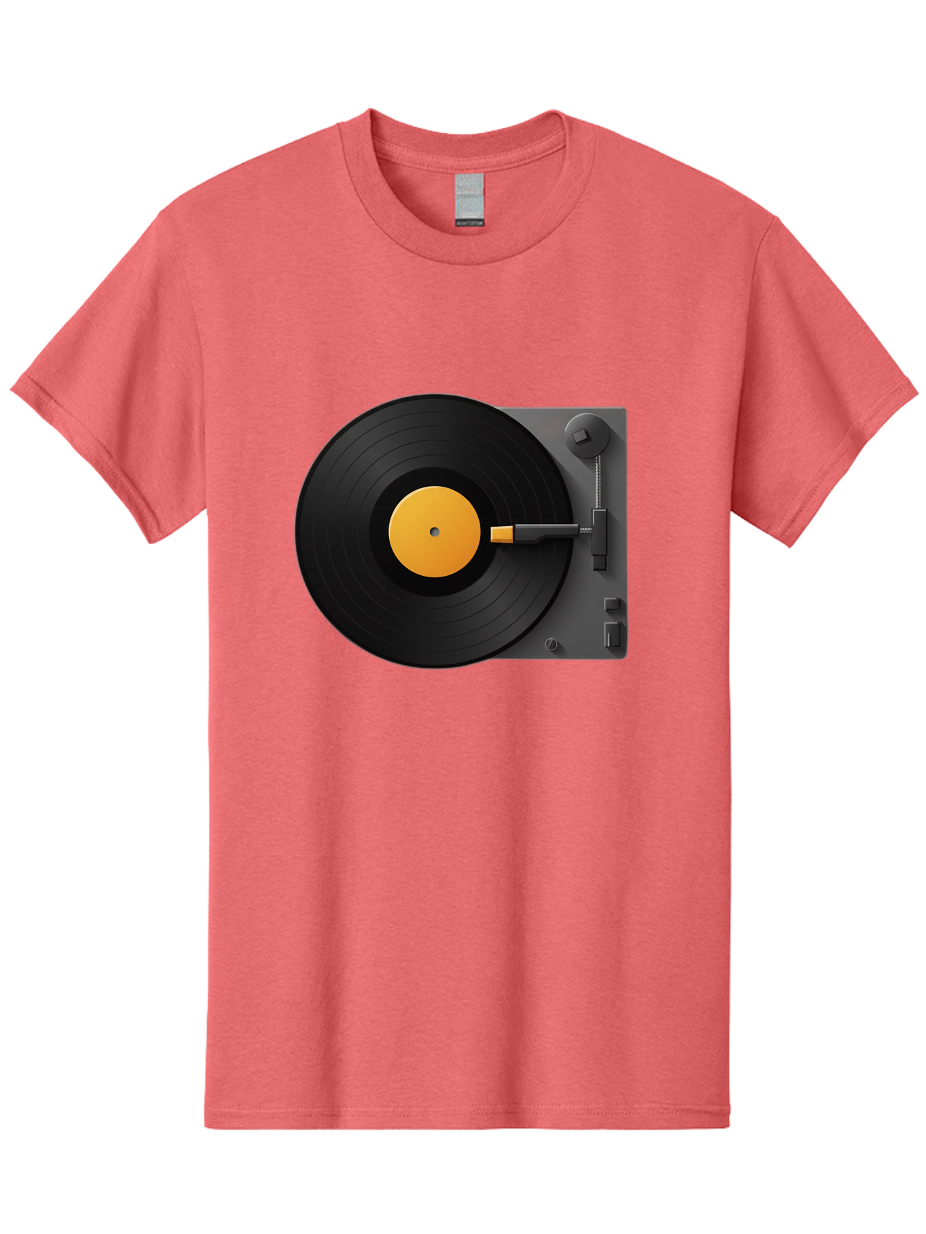 Record-Player Men'S Graphic Tee, 100% Cotton, Comfortable Casual Summer Wear, Machine Washable, Vinyl Record Player, Turntable, Dj Equipment, Music Playback, Audio Technology, Retro Music Player, Nostalgic Sound System Bad482
