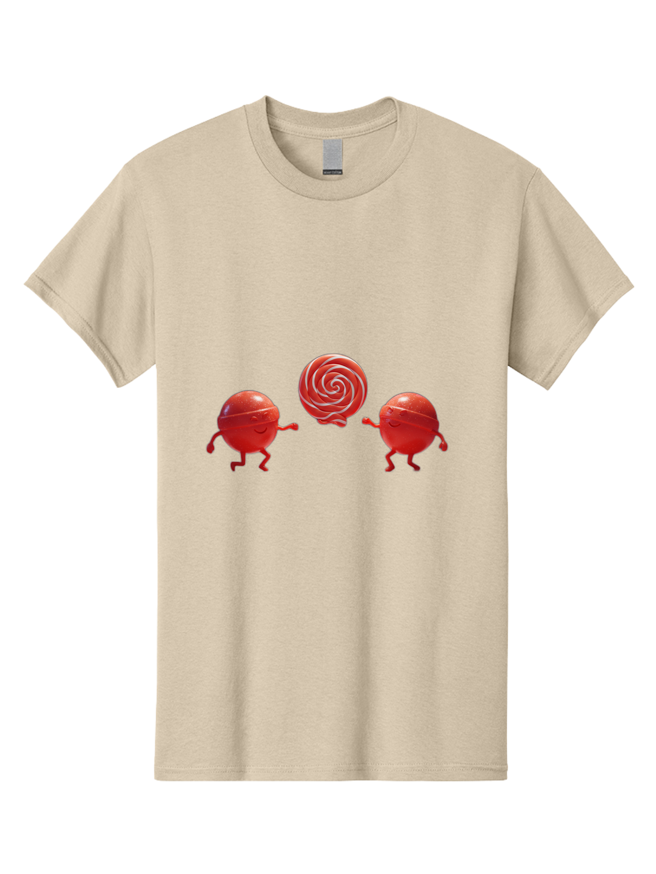 Red-Lollipop-Characters Men'S Graphic Tee, 100% Cotton, Comfortable Casual Summer Wear, Machine Washable, Red Candy Characters, Animated Figures, Lollipop, Sweet Treats, Playful Design, Cartoon Style, Whimsical, Fun, Candy Graphics, Bad486