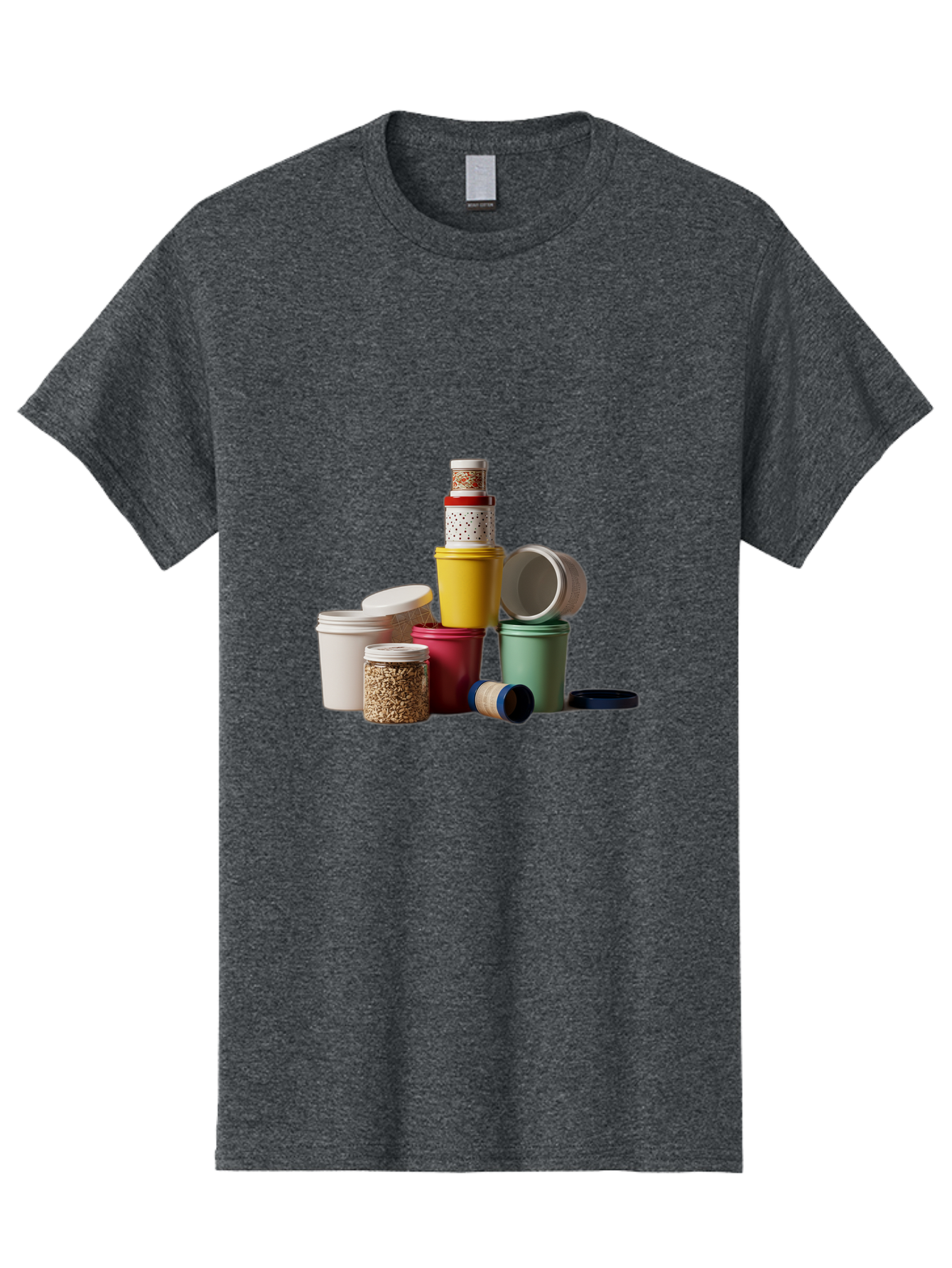 Reusable-Containers Men'S Graphic Tee, 100% Cotton, Comfortable Casual Summer Wear, Machine Washable, Stacked Containers, Colorful Storage, Kitchen Organization, Various Sizes, Open And Closed Lids, Food Storage, Eco-Friendly Packaging, Bad490