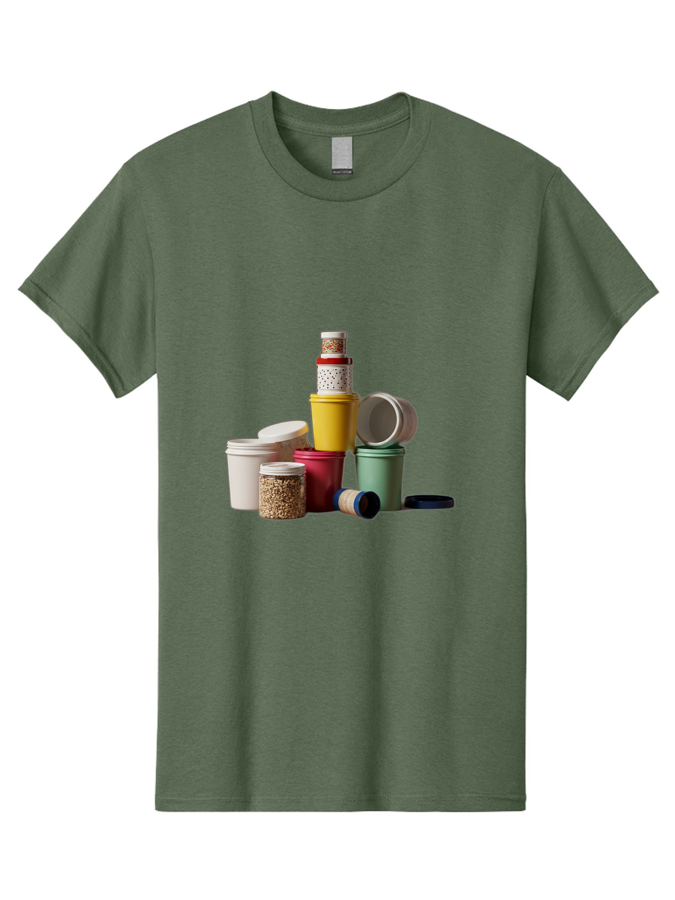 Reusable-Containers Men'S Graphic Tee, 100% Cotton, Comfortable Casual Summer Wear, Machine Washable, Stacked Containers, Colorful Storage, Kitchen Organization, Various Sizes, Open And Closed Lids, Food Storage, Eco-Friendly Packaging, Bad490