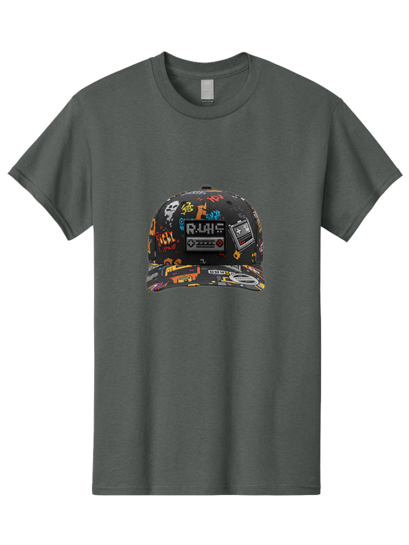 Rlyr-Baseball-Cap Men'S Graphic Tee, 100% Cotton, Comfortable Casual Summer Wear, Machine Washable, Rlyr Baseball Cap, Gaming Hat, Streetwear Fashion, Retro Gaming, Graffiti Style, Bold Graphics, Video Game Controller, Cassette Tape Design Bad492