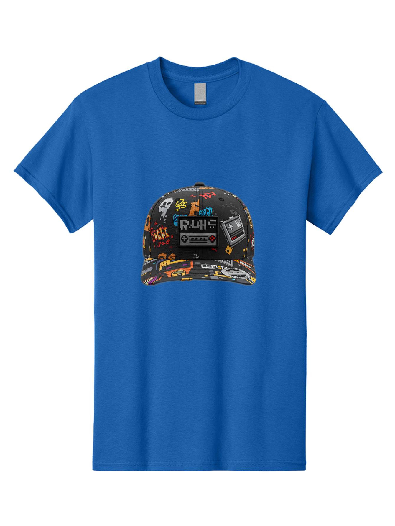 Rlyr-Baseball-Cap Men'S Graphic Tee, 100% Cotton, Comfortable Casual Summer Wear, Machine Washable, Rlyr Baseball Cap, Gaming Hat, Streetwear Fashion, Retro Gaming, Graffiti Style, Bold Graphics, Video Game Controller, Cassette Tape Design Bad492