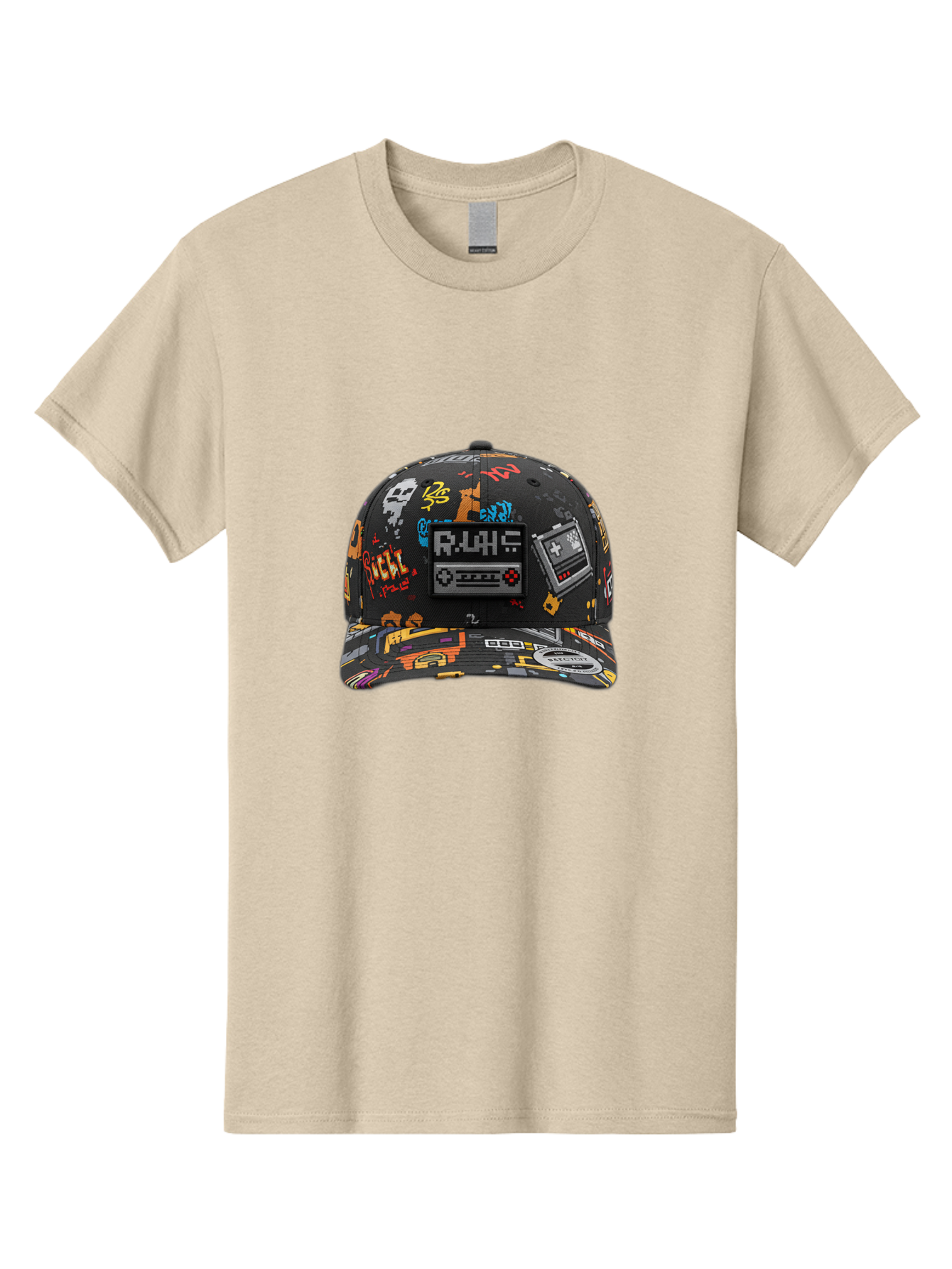Rlyr-Baseball-Cap Men'S Graphic Tee, 100% Cotton, Comfortable Casual Summer Wear, Machine Washable, Rlyr Baseball Cap, Gaming Hat, Streetwear Fashion, Retro Gaming, Graffiti Style, Bold Graphics, Video Game Controller, Cassette Tape Design Bad492