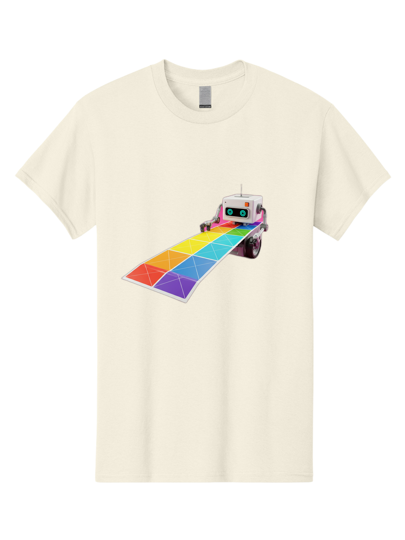 Robot-Dj-Booth Men'S Graphic Tee, 100% Cotton, Comfortable Casual Summer Wear, Machine Washable, Robot Dj, Colorful Turntable, Rainbow-Colored Dj Deck, Music Production, Electronic Dance Music, Futuristic Technology, Dance Floor Vibes, Bad494