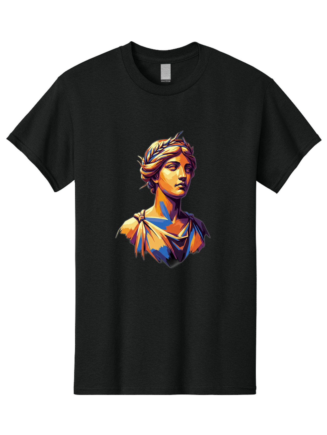 Roman-Bust Men'S Graphic Tee, 100% Cotton, Comfortable Casual Summer Wear, Machine Washable, Classical Statue, Ancient Greek, Laurel Wreath, Marble Bust, Historical Figure, Mythological Character, Artistic Sculpture, Cultural Heritage, Bad500