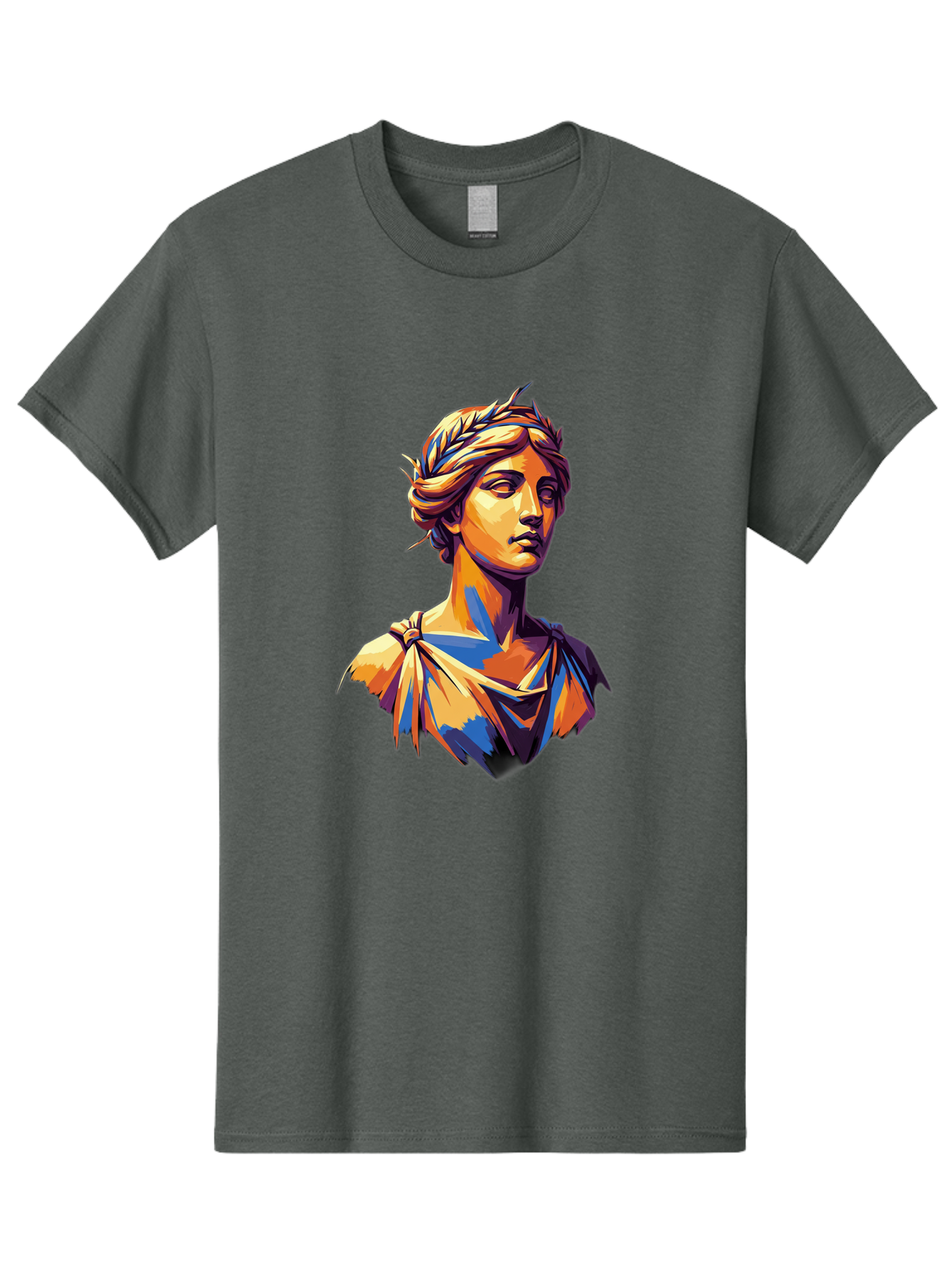 Roman-Bust Men'S Graphic Tee, 100% Cotton, Comfortable Casual Summer Wear, Machine Washable, Classical Statue, Ancient Greek, Laurel Wreath, Marble Bust, Historical Figure, Mythological Character, Artistic Sculpture, Cultural Heritage, Bad500