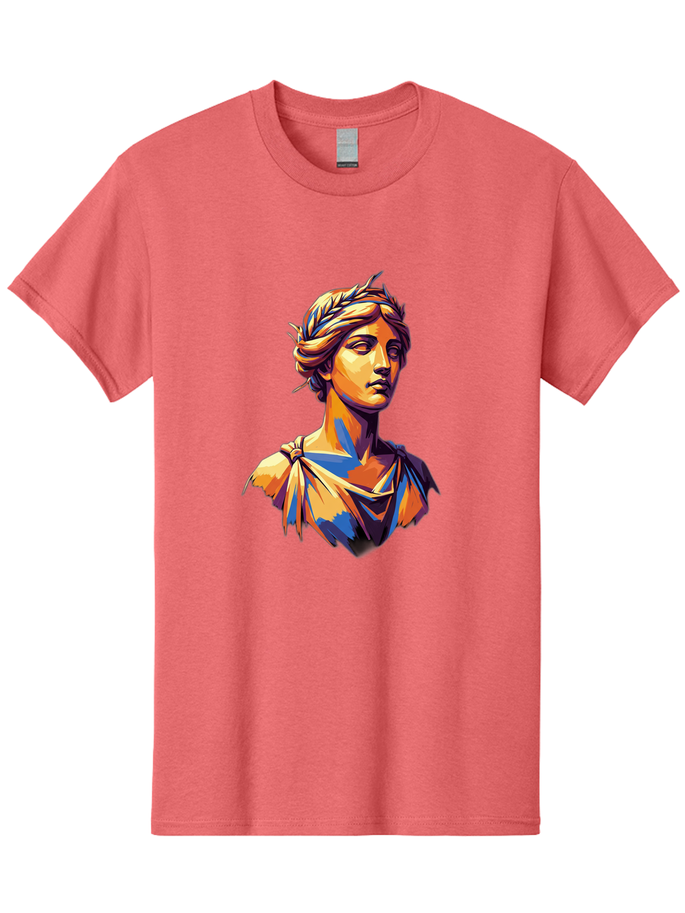 Roman-Bust Men'S Graphic Tee, 100% Cotton, Comfortable Casual Summer Wear, Machine Washable, Classical Statue, Ancient Greek, Laurel Wreath, Marble Bust, Historical Figure, Mythological Character, Artistic Sculpture, Cultural Heritage, Bad500