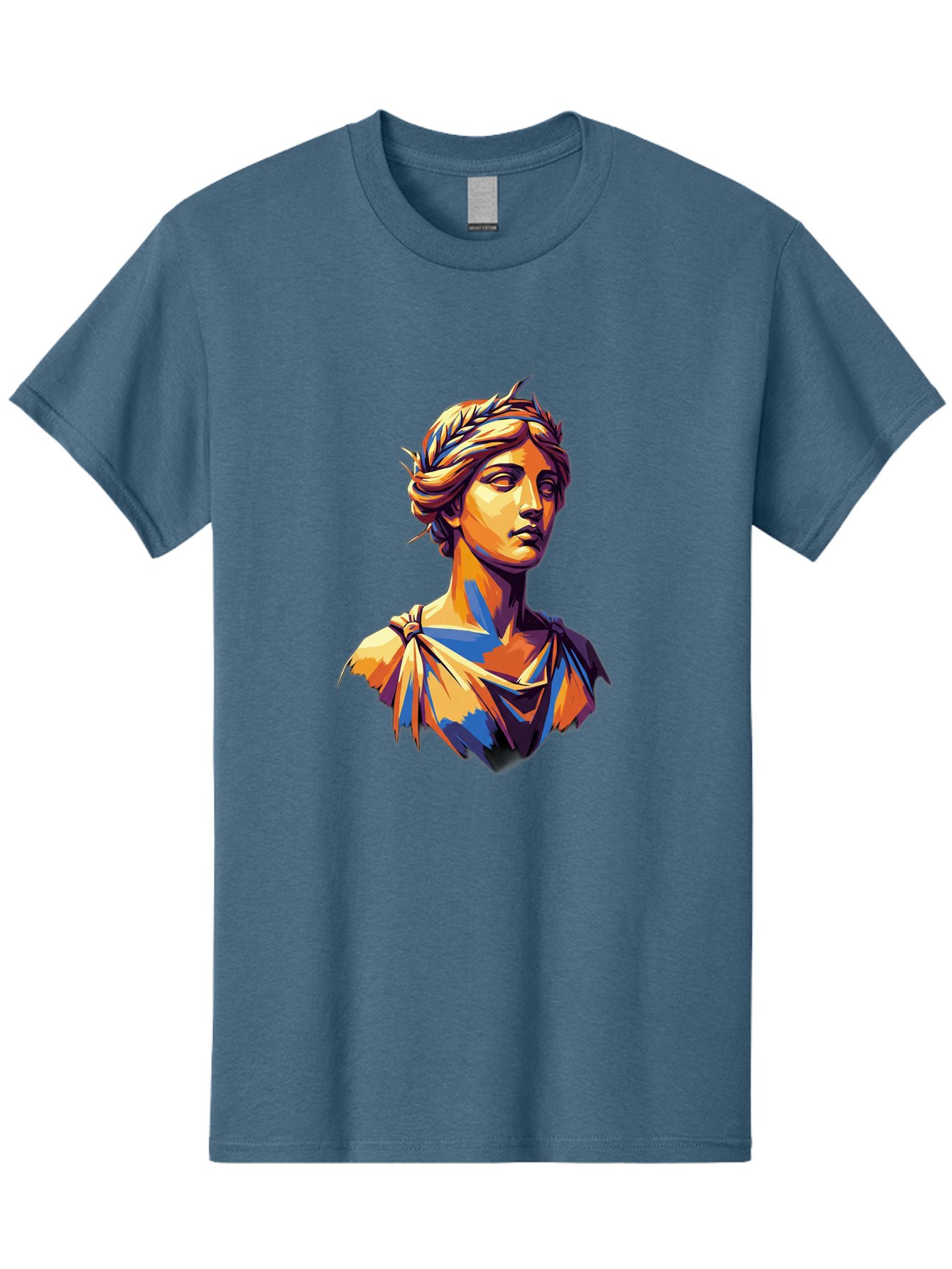 Roman-Bust Men'S Graphic Tee, 100% Cotton, Comfortable Casual Summer Wear, Machine Washable, Classical Statue, Ancient Greek, Laurel Wreath, Marble Bust, Historical Figure, Mythological Character, Artistic Sculpture, Cultural Heritage, Bad500