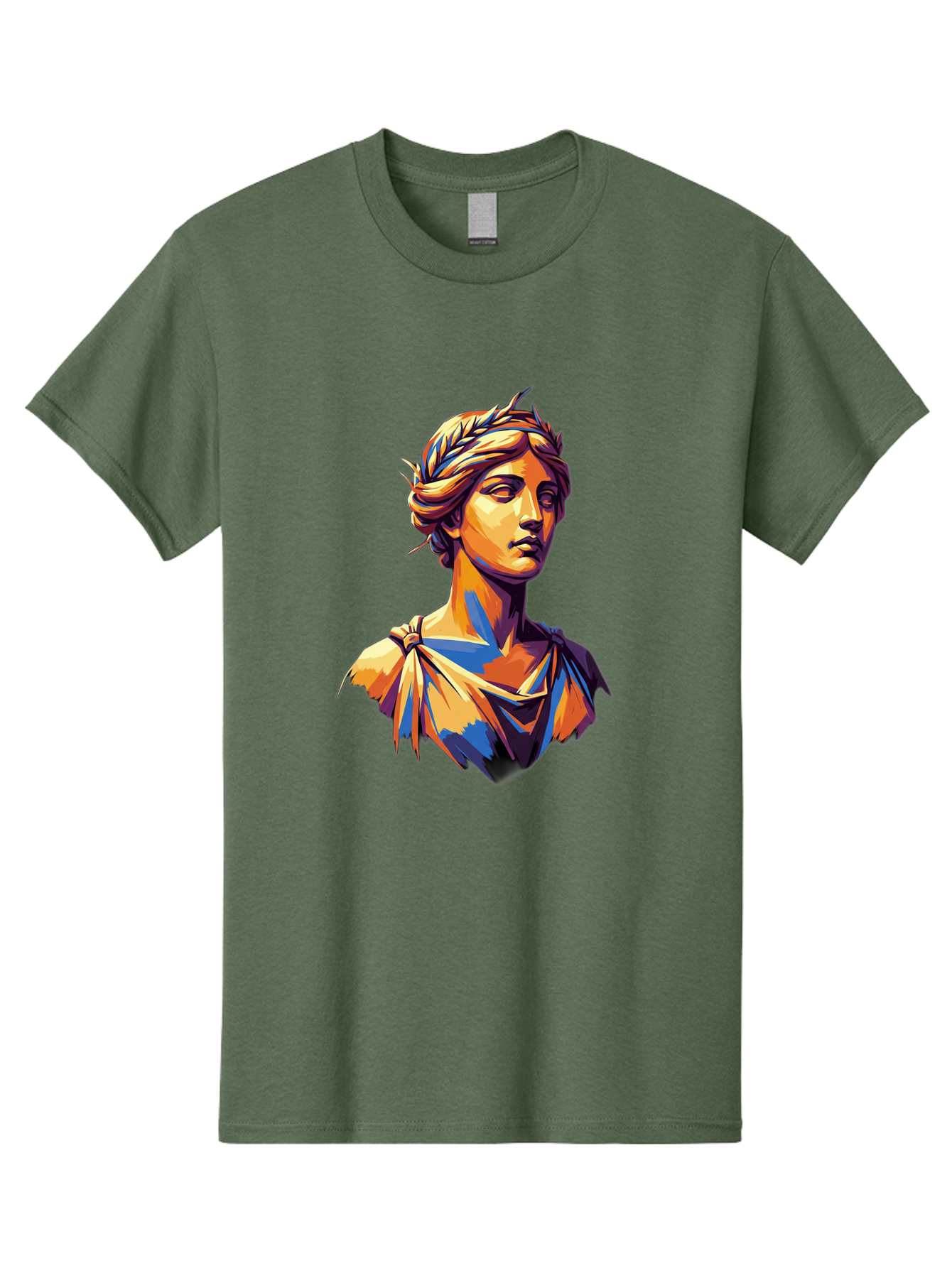 Roman-Bust Men'S Graphic Tee, 100% Cotton, Comfortable Casual Summer Wear, Machine Washable, Classical Statue, Ancient Greek, Laurel Wreath, Marble Bust, Historical Figure, Mythological Character, Artistic Sculpture, Cultural Heritage, Bad500