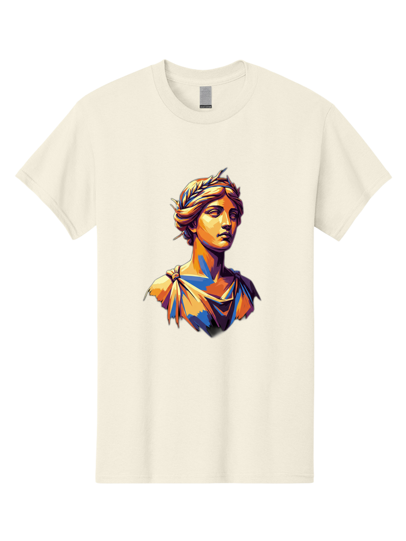Roman-Bust Men'S Graphic Tee, 100% Cotton, Comfortable Casual Summer Wear, Machine Washable, Classical Statue, Ancient Greek, Laurel Wreath, Marble Bust, Historical Figure, Mythological Character, Artistic Sculpture, Cultural Heritage, Bad500