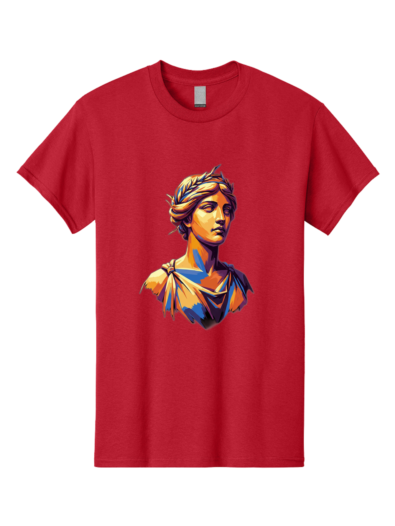 Roman-Bust Men'S Graphic Tee, 100% Cotton, Comfortable Casual Summer Wear, Machine Washable, Classical Statue, Ancient Greek, Laurel Wreath, Marble Bust, Historical Figure, Mythological Character, Artistic Sculpture, Cultural Heritage, Bad500