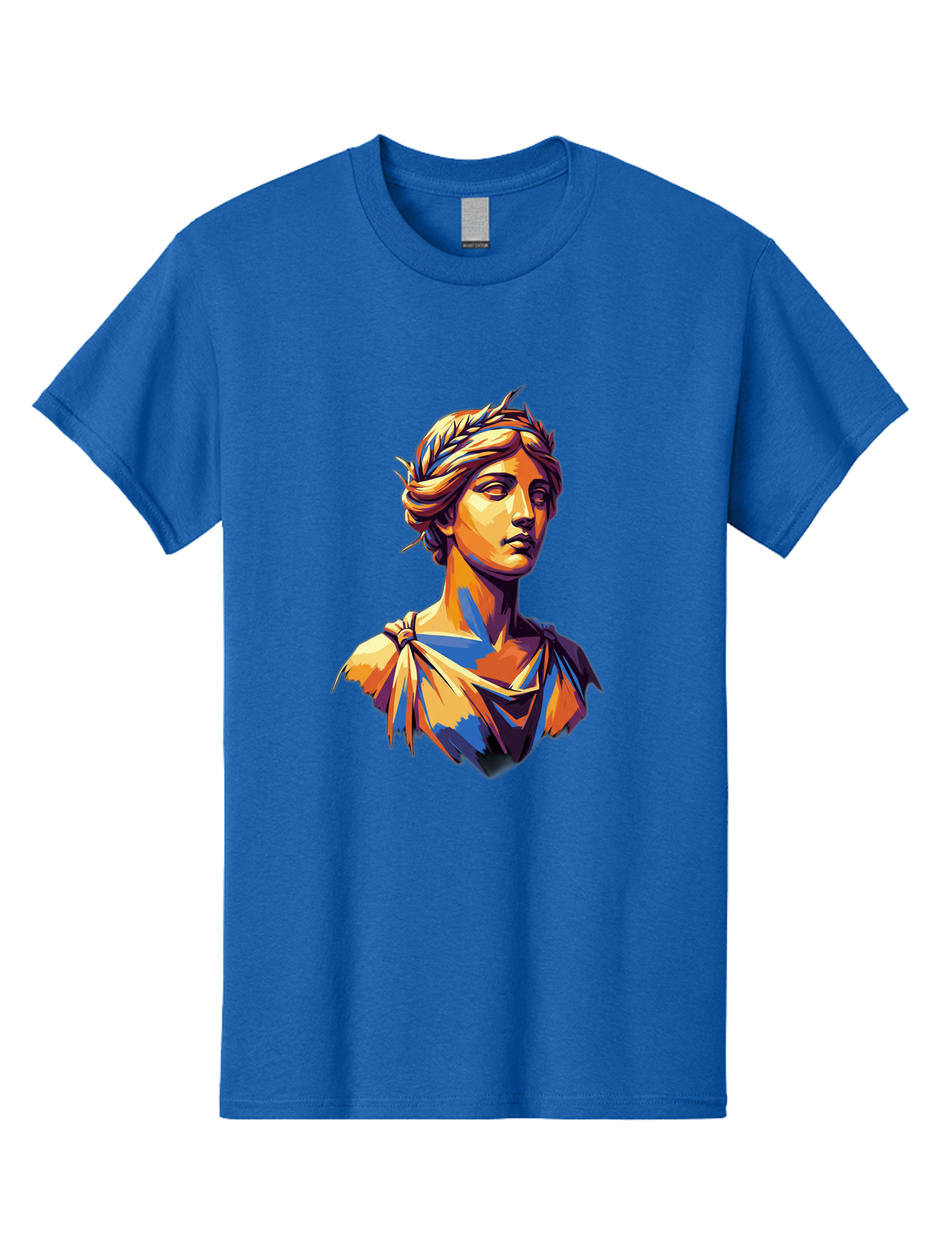 Roman-Bust Men'S Graphic Tee, 100% Cotton, Comfortable Casual Summer Wear, Machine Washable, Classical Statue, Ancient Greek, Laurel Wreath, Marble Bust, Historical Figure, Mythological Character, Artistic Sculpture, Cultural Heritage, Bad500