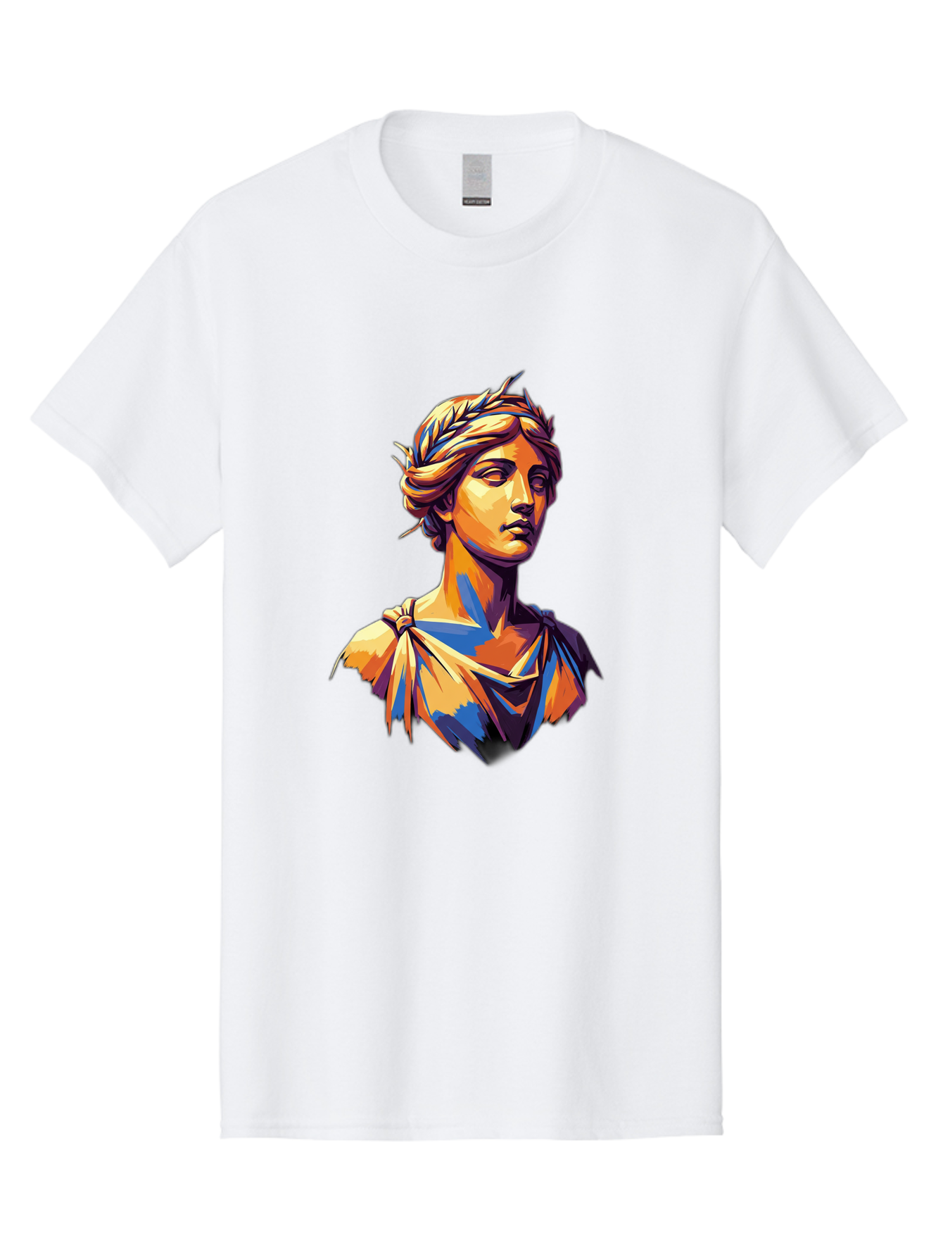 Roman-Bust Men'S Graphic Tee, 100% Cotton, Comfortable Casual Summer Wear, Machine Washable, Classical Statue, Ancient Greek, Laurel Wreath, Marble Bust, Historical Figure, Mythological Character, Artistic Sculpture, Cultural Heritage, Bad500