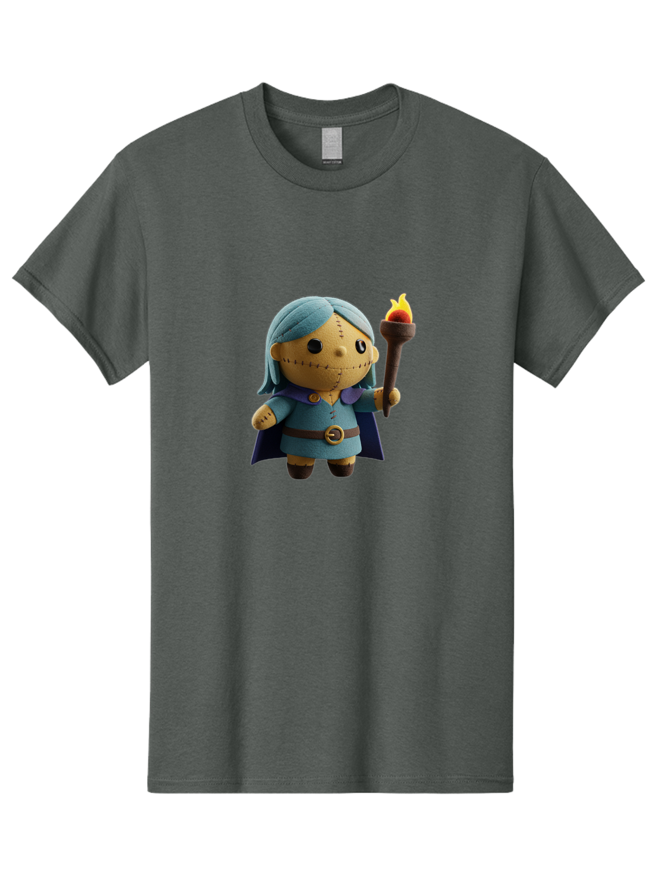 Sally Men'S Graphic Tee, 100% Cotton, Comfortable Casual Summer Wear, Machine Washable, Sally Figurine, Nightmare Before Christmas Character, Stitched Face, Blue Dress, Cape, Torch, Whimsical Design, Collectible Toy, Halloween Decoration Bad506