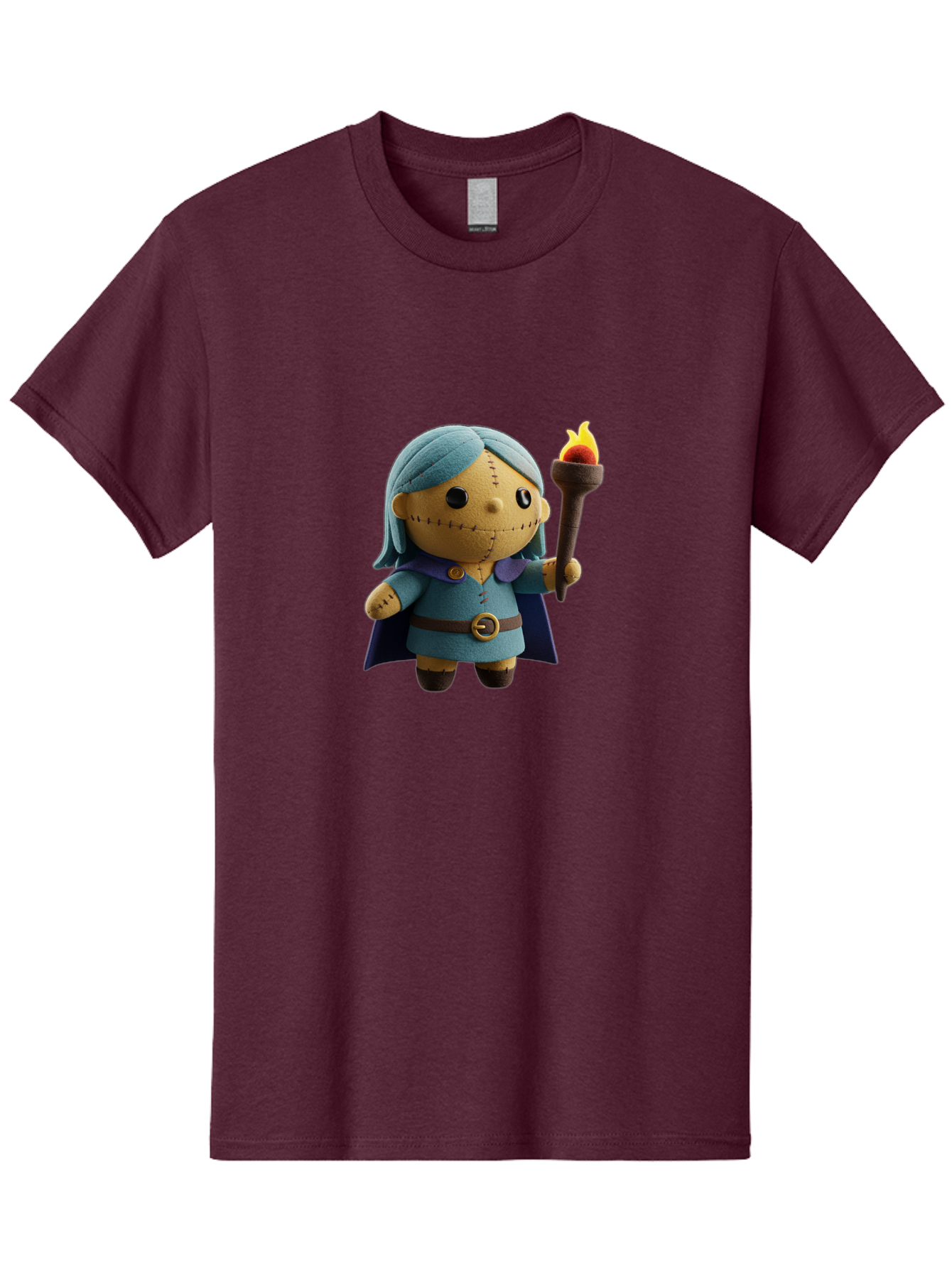 Sally Men'S Graphic Tee, 100% Cotton, Comfortable Casual Summer Wear, Machine Washable, Sally Figurine, Nightmare Before Christmas Character, Stitched Face, Blue Dress, Cape, Torch, Whimsical Design, Collectible Toy, Halloween Decoration Bad506