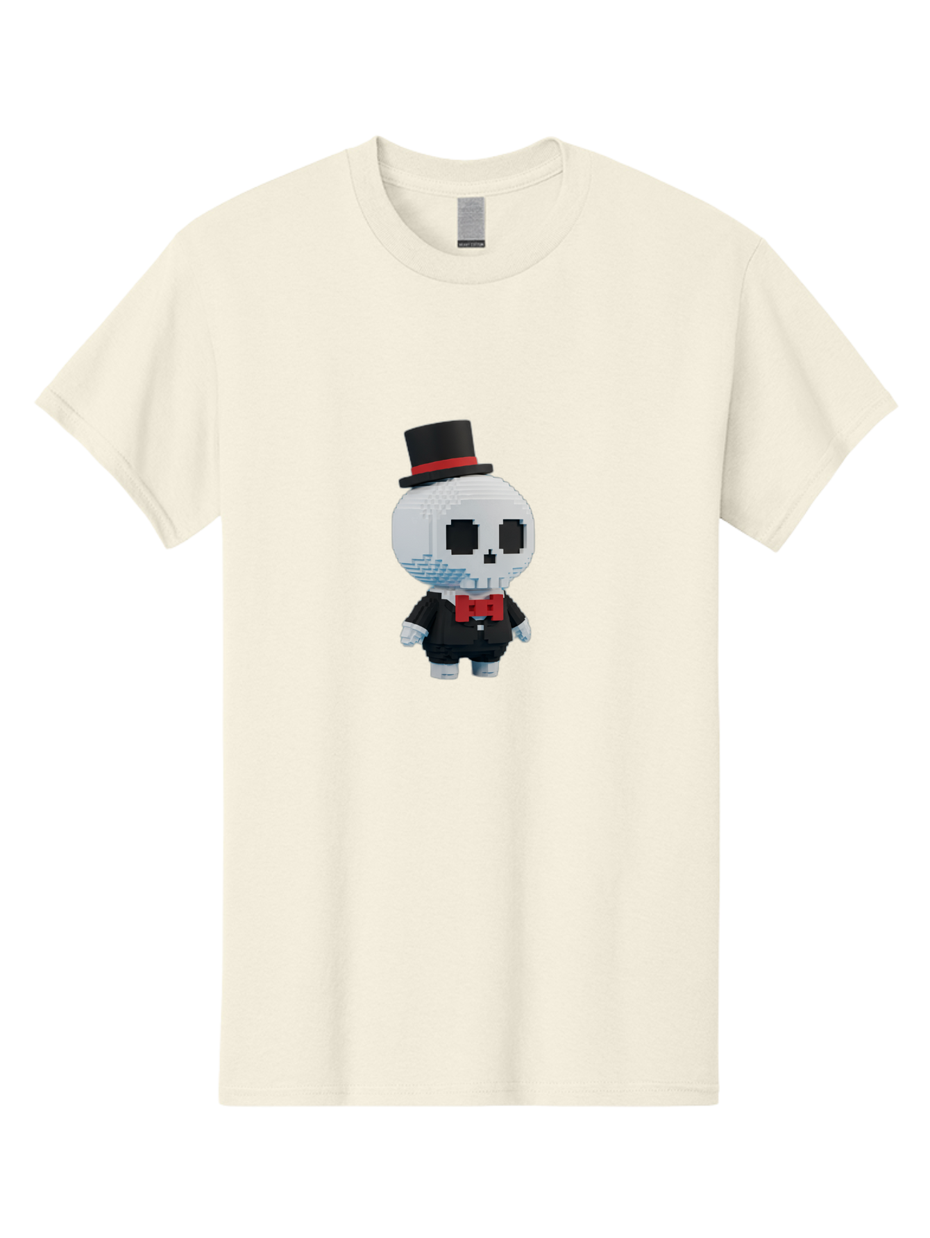 Sans-By-Toby-Fox Men'S Graphic Tee, 100% Cotton, Comfortable Casual Summer Wear, Machine Washable, Pixel Art Skeleton, 8-Bit Character, Top Hat, Red Bow Tie, Black Tuxedo, Gothic Style, Digital Art, Cartoon Character, Pixelated Graphics Bad509