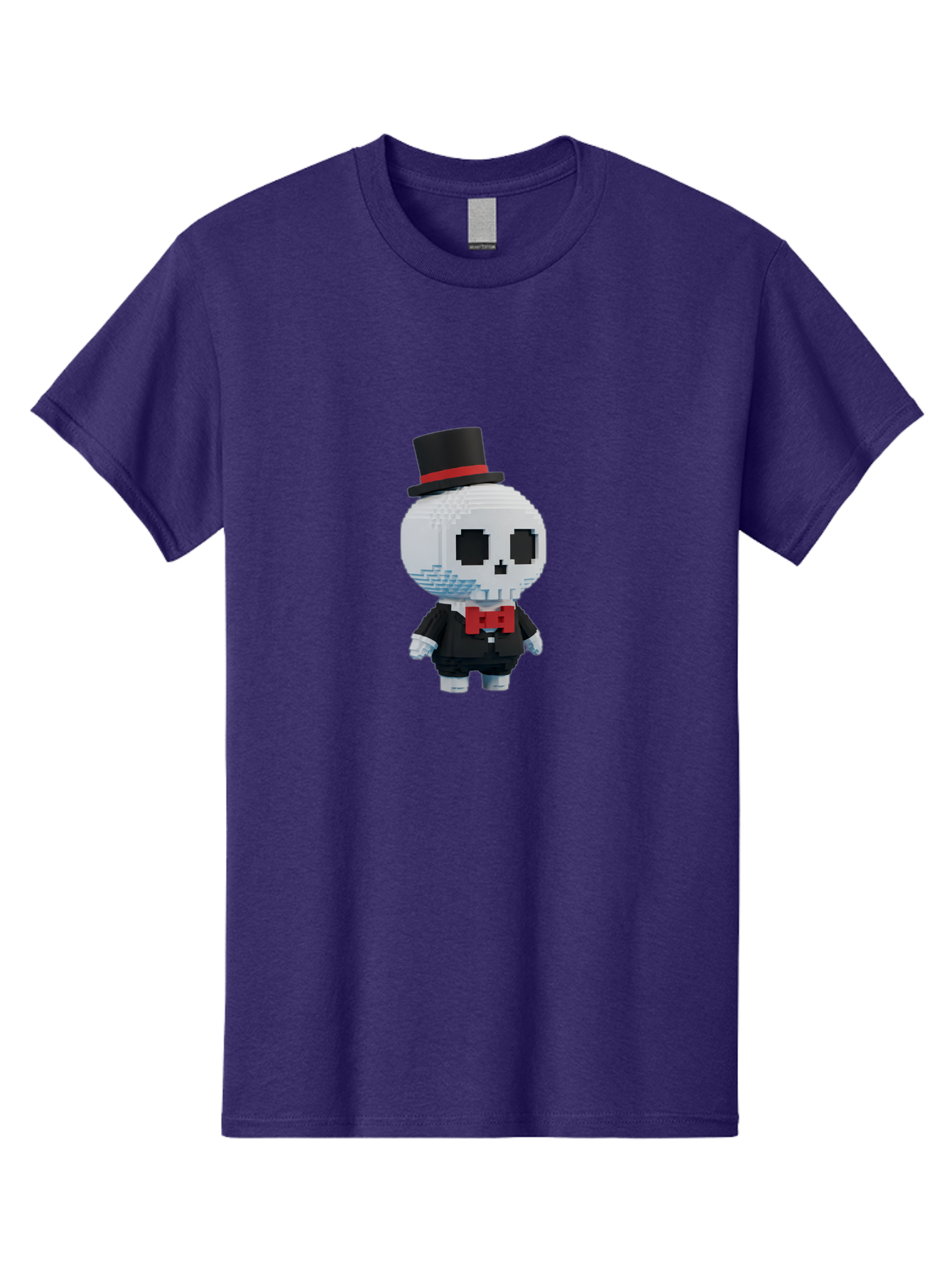 Sans-By-Toby-Fox Men'S Graphic Tee, 100% Cotton, Comfortable Casual Summer Wear, Machine Washable, Pixel Art Skeleton, 8-Bit Character, Top Hat, Red Bow Tie, Black Tuxedo, Gothic Style, Digital Art, Cartoon Character, Pixelated Graphics Bad509