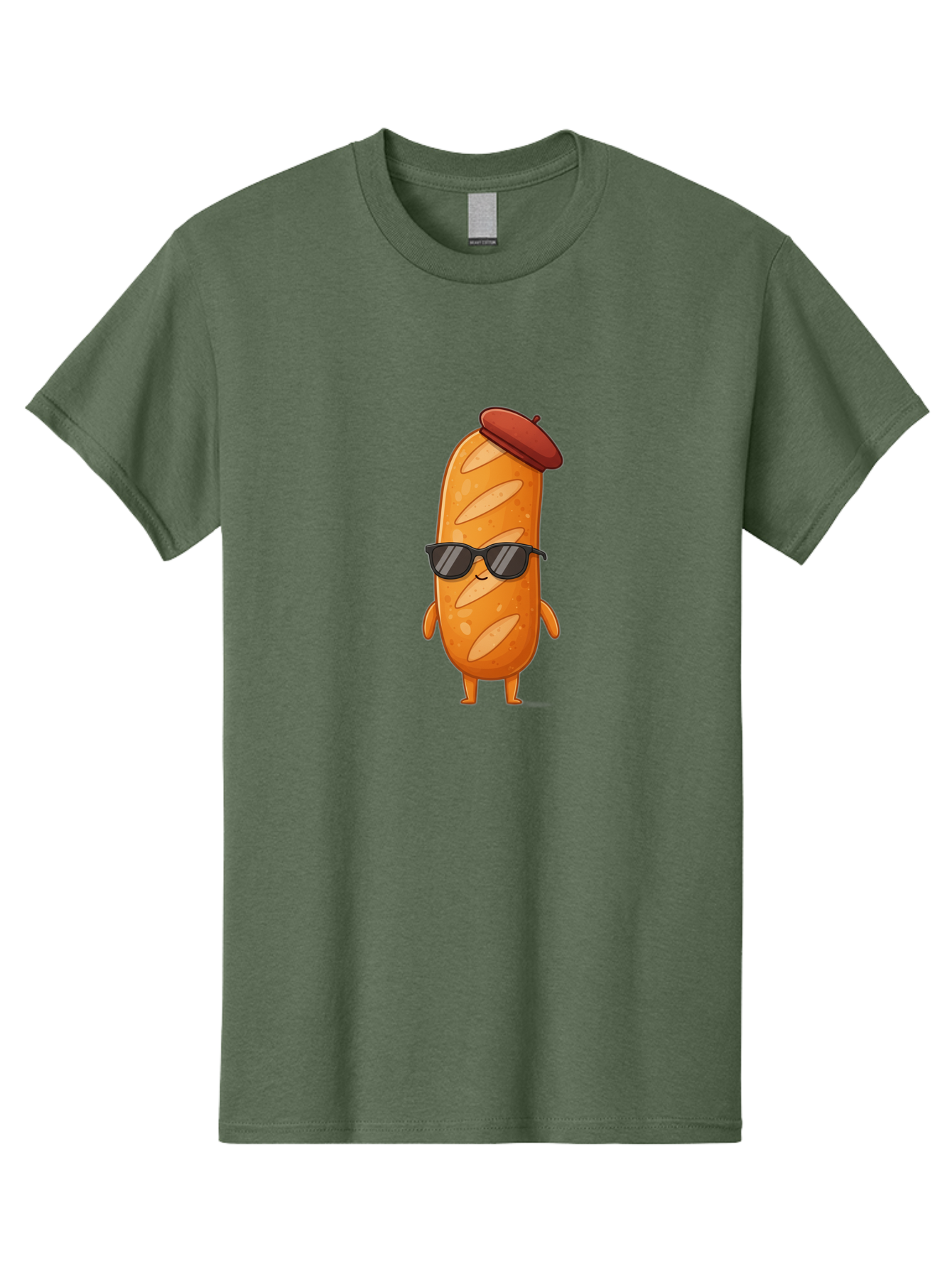 Sausage-Roll Men'S Graphic Tee, 100% Cotton, Comfortable Casual Summer Wear, Machine Washable, Cartoon Bread Character, Bread With Sunglasses, Bread With Beret, Funny Food Illustration, Humorous Baked Goods, Quirky Cartoon Character, Bad513