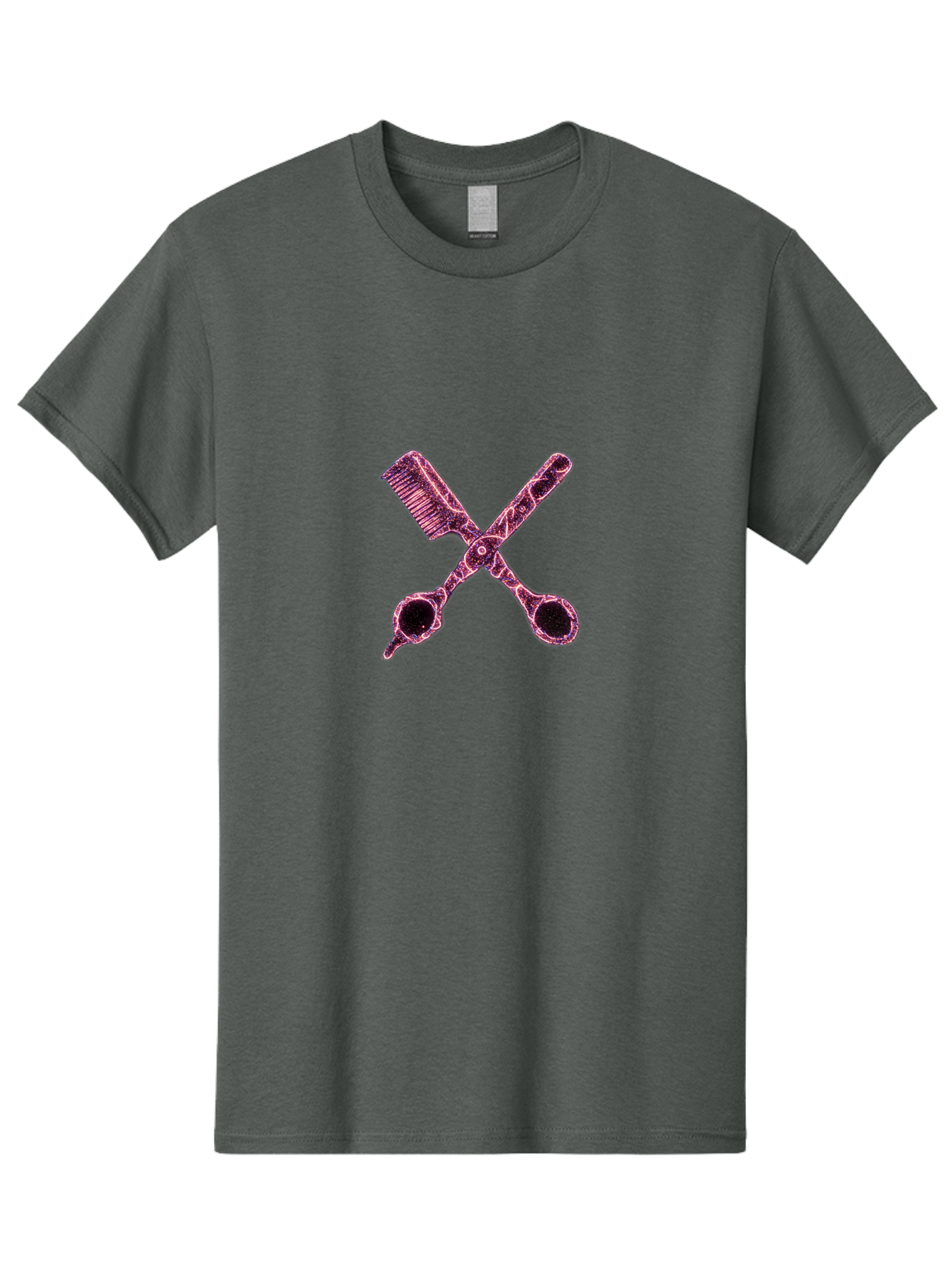 Scissors-And-Comb-1 Men'S Graphic Tee, 100% Cotton, Comfortable Casual Summer Wear, Machine Washable, Salon Logo, Beauty Tools, Hair Cutting Scissors, Comb And Scissors, Hairdressing Equipment, Beauty Salon, Pink Graphics, Salon Icon, Bad518
