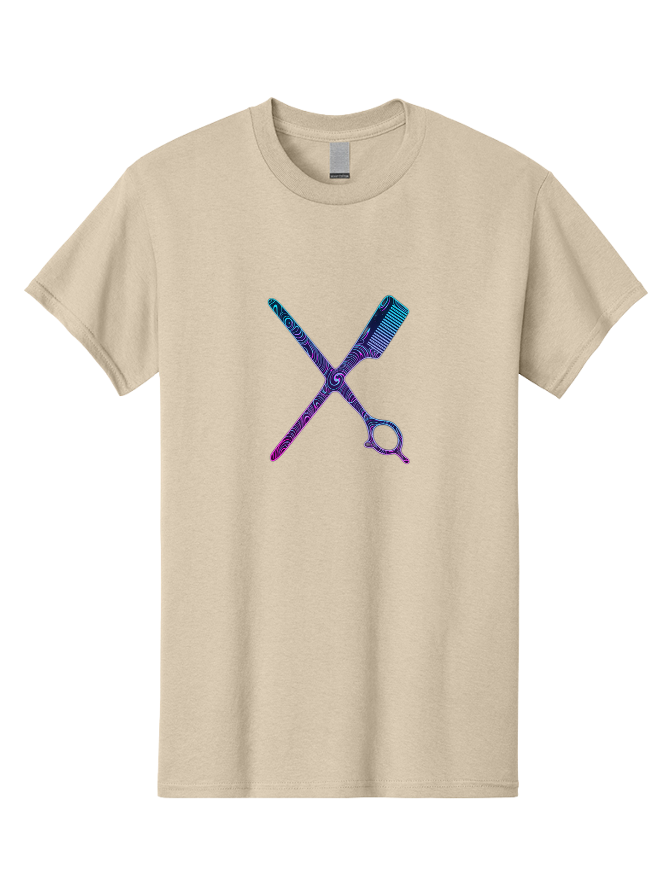 Scissors-Comb Men'S Graphic Tee, 100% Cotton, Comfortable Casual Summer Wear, Machine Washable, Barber Tools, Hair Cutting Scissors, Comb And Scissors, Grooming Equipment, Salon Essentials, Beauty Tools, Styling Accessories Bad524