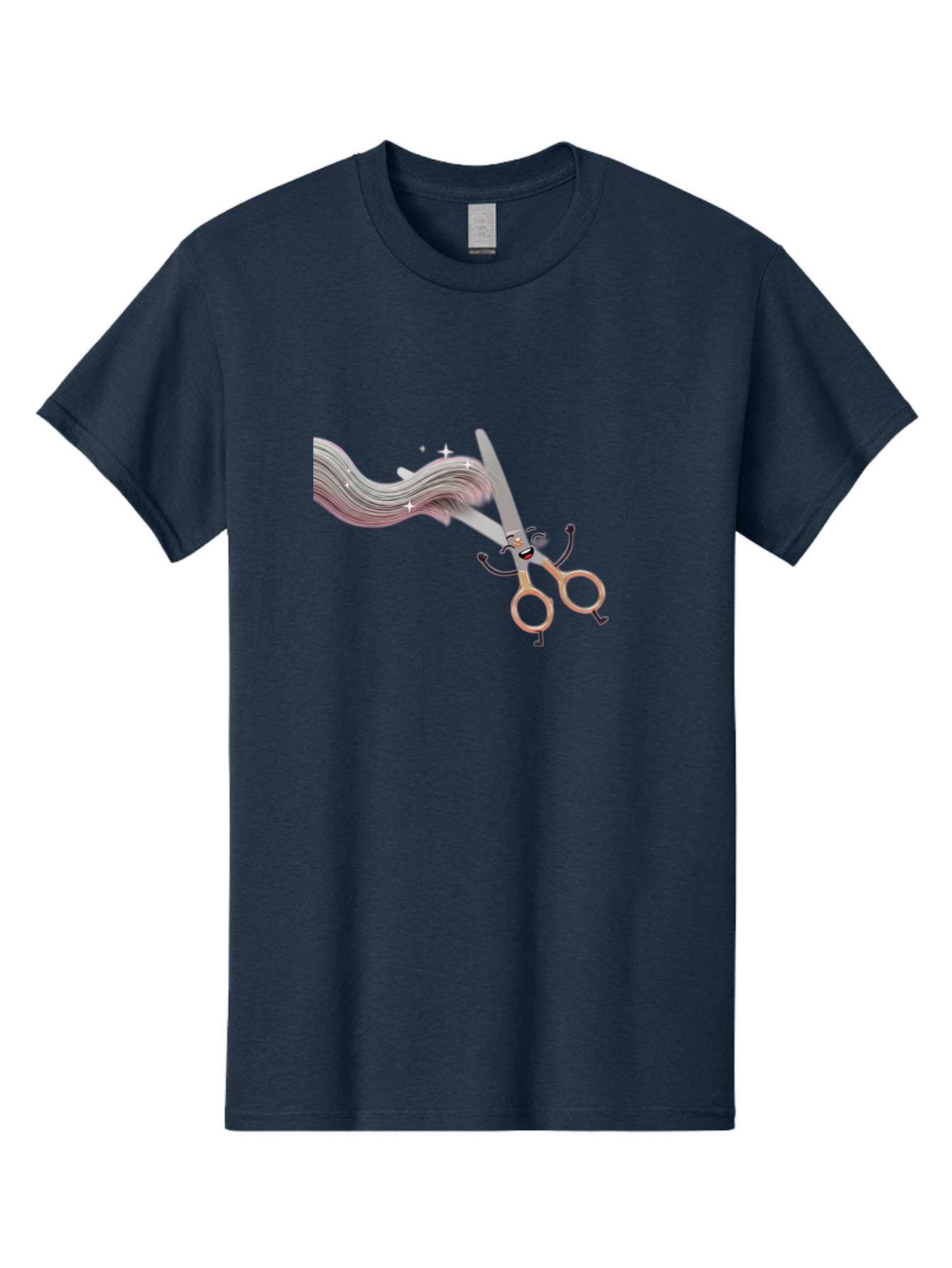 Scissors-Cutting-Hair Men'S Graphic Tee, 100% Cotton, Comfortable Casual Summer Wear, Machine Washable, Scissors Character, Cartoon Haircut, Beauty Salon, Hairstyling Tools, Hair Trimming, Barber Shop, Grooming Essentials, Creative Cutting, Bad525