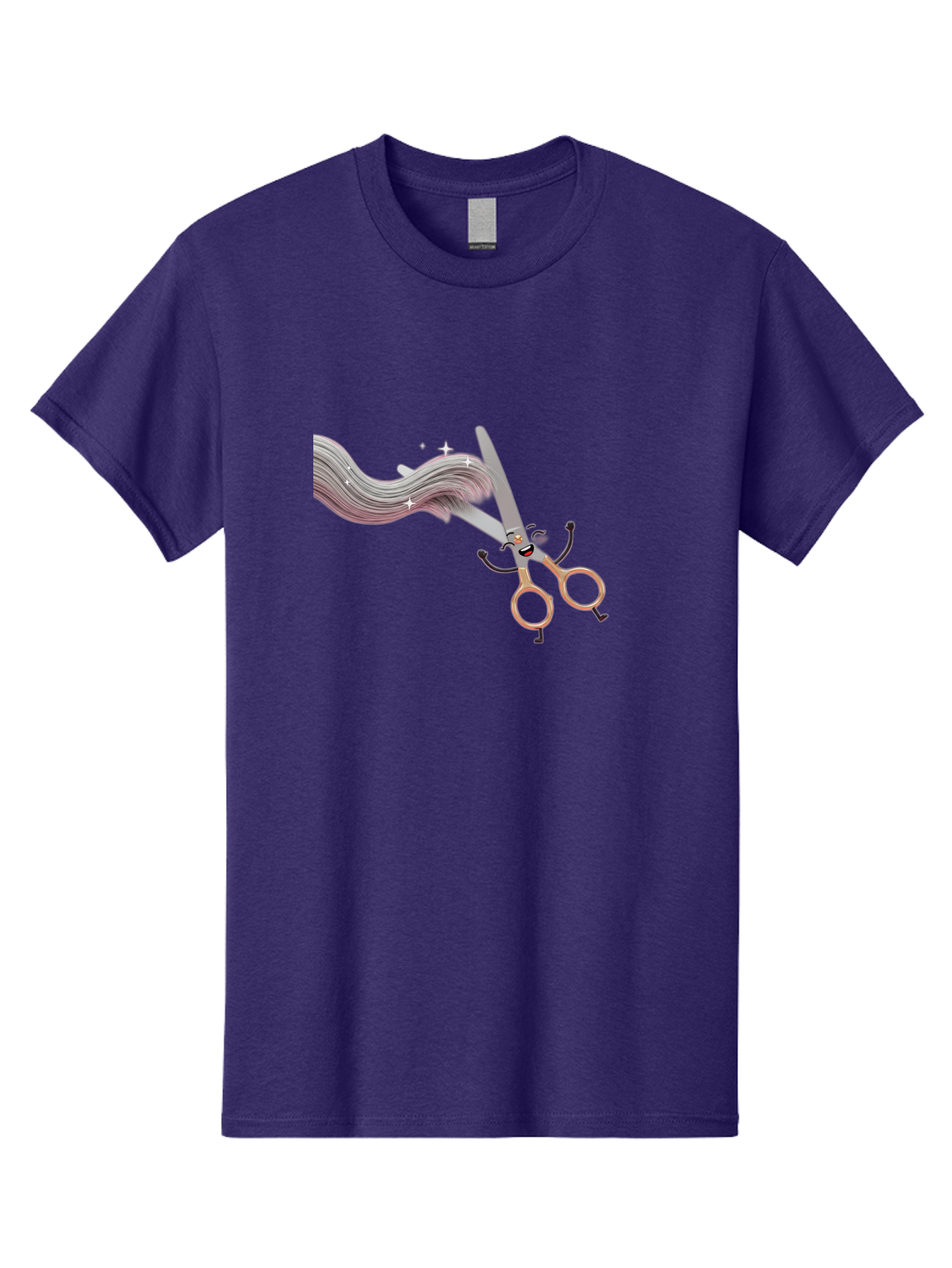Scissors-Cutting-Hair Men'S Graphic Tee, 100% Cotton, Comfortable Casual Summer Wear, Machine Washable, Scissors Character, Cartoon Haircut, Beauty Salon, Hairstyling Tools, Hair Trimming, Barber Shop, Grooming Essentials, Creative Cutting, Bad525