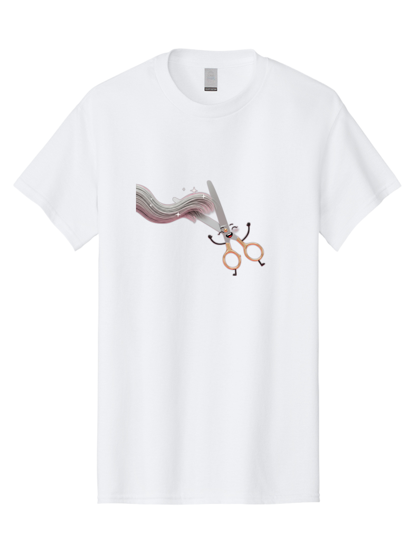 Scissors-Cutting-Hair Men'S Graphic Tee, 100% Cotton, Comfortable Casual Summer Wear, Machine Washable, Scissors Character, Cartoon Haircut, Beauty Salon, Hairstyling Tools, Hair Trimming, Barber Shop, Grooming Essentials, Creative Cutting, Bad525