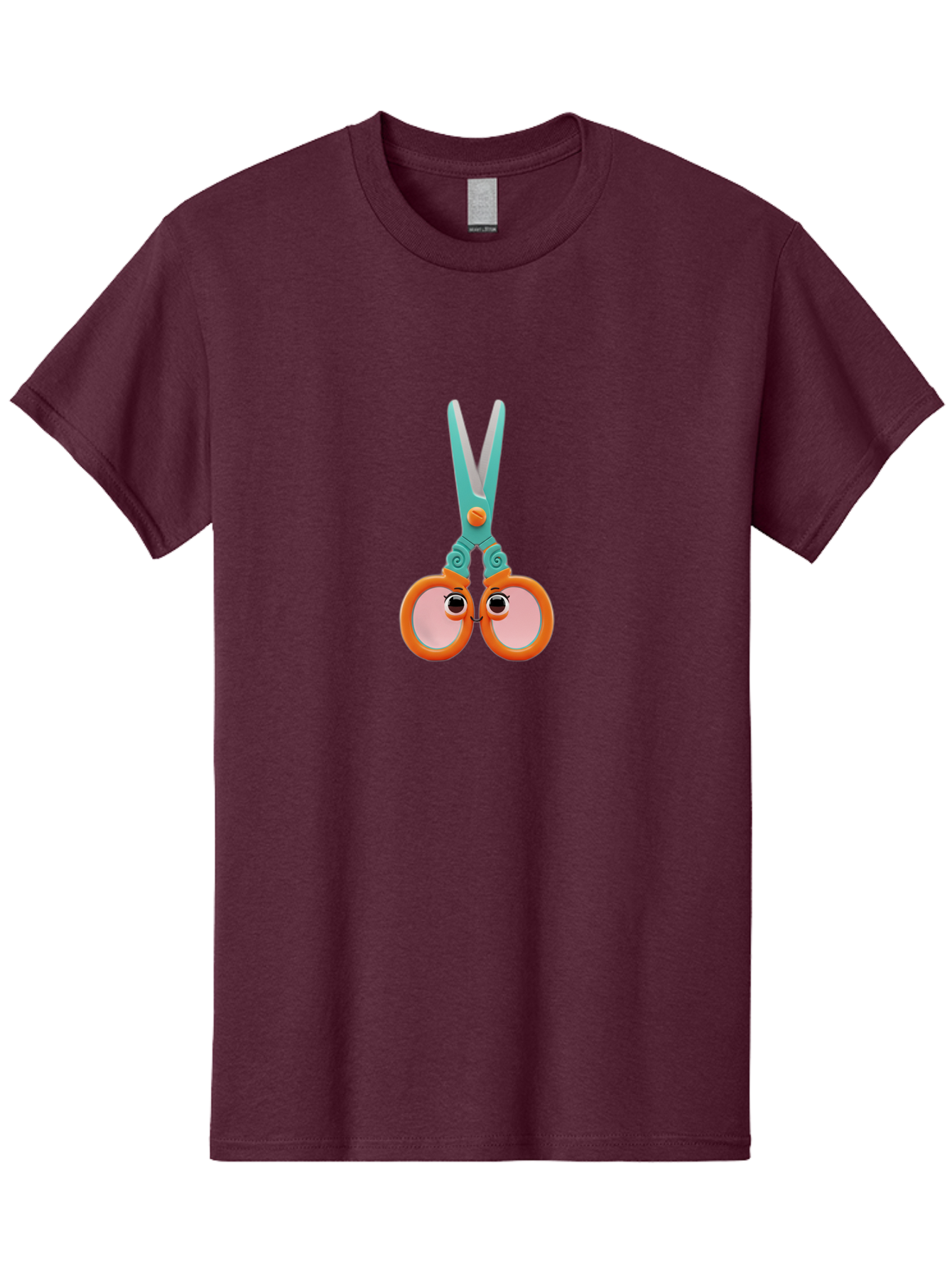 Scissors-Friends Men'S Graphic Tee, 100% Cotton, Comfortable Casual Summer Wear, Machine Washable, Cartoon Scissors, Orange Handles, Teal Metal, Cute Eyes, Smiling Faces, Childrens Craft Supplies, Playful Art, Creativity Tools, Fun Stationery Bad526