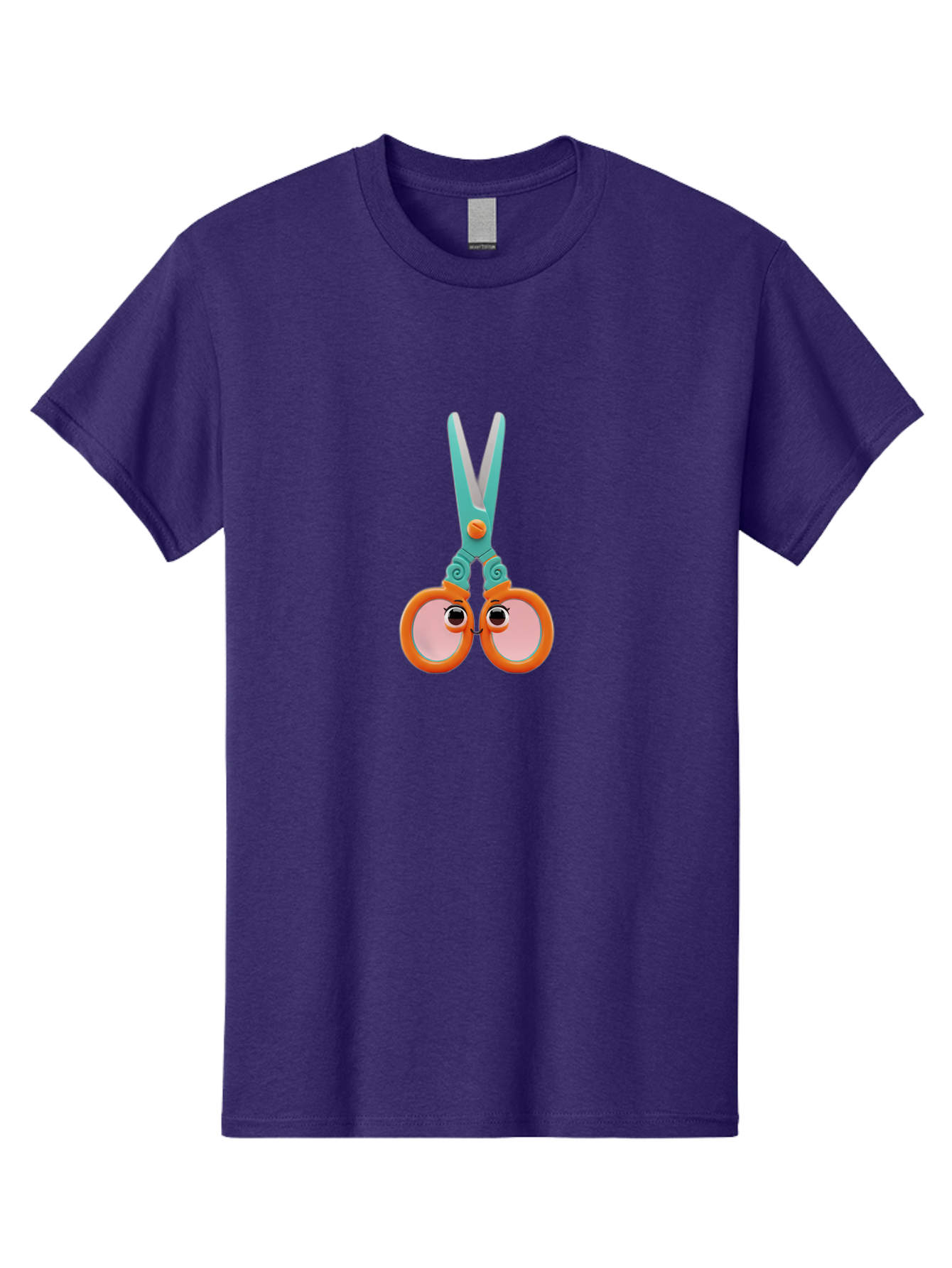 Scissors-Friends Men'S Graphic Tee, 100% Cotton, Comfortable Casual Summer Wear, Machine Washable, Cartoon Scissors, Orange Handles, Teal Metal, Cute Eyes, Smiling Faces, Childrens Craft Supplies, Playful Art, Creativity Tools, Fun Stationery Bad526
