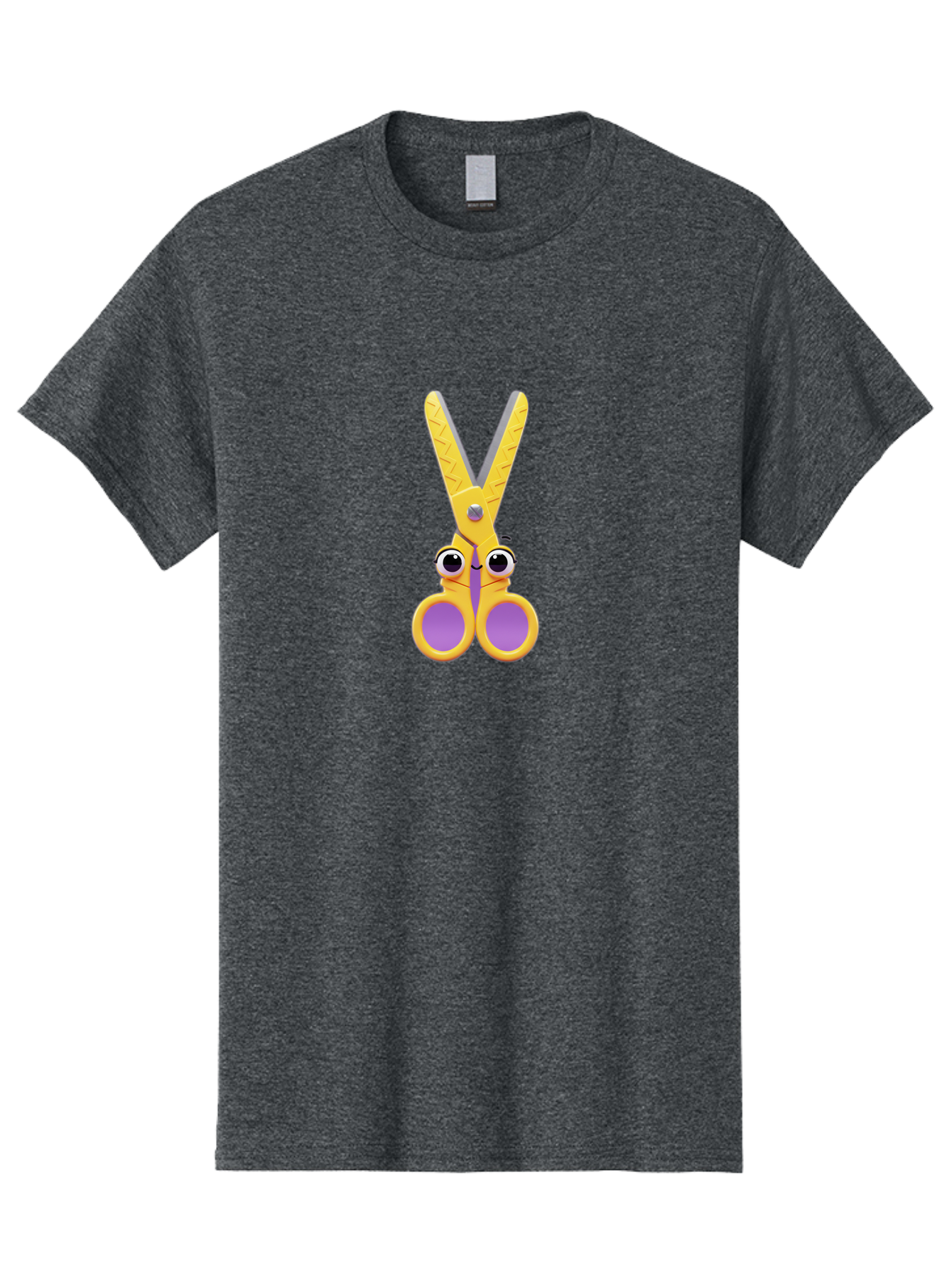 Scissors Men'S Graphic Tee, 100% Cotton, Comfortable Casual Summer Wear, Machine Washable, Cartoon Scissors, Yellow And Purple, Cute Eyes, Fun Craft, Kids Art, Crafting Tools, School Supplies, Creative Projects Bad528