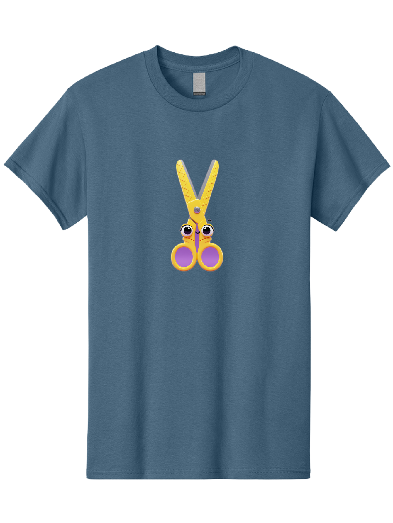 Scissors Men'S Graphic Tee, 100% Cotton, Comfortable Casual Summer Wear, Machine Washable, Cartoon Scissors, Yellow And Purple, Cute Eyes, Fun Craft, Kids Art, Crafting Tools, School Supplies, Creative Projects Bad528