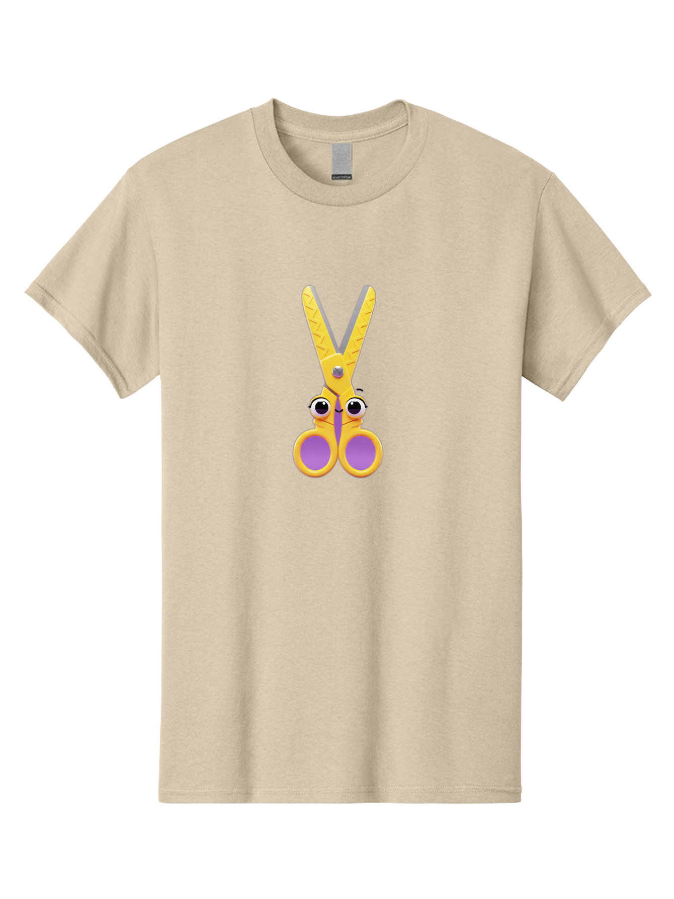 Scissors Men'S Graphic Tee, 100% Cotton, Comfortable Casual Summer Wear, Machine Washable, Cartoon Scissors, Yellow And Purple, Cute Eyes, Fun Craft, Kids Art, Crafting Tools, School Supplies, Creative Projects Bad528