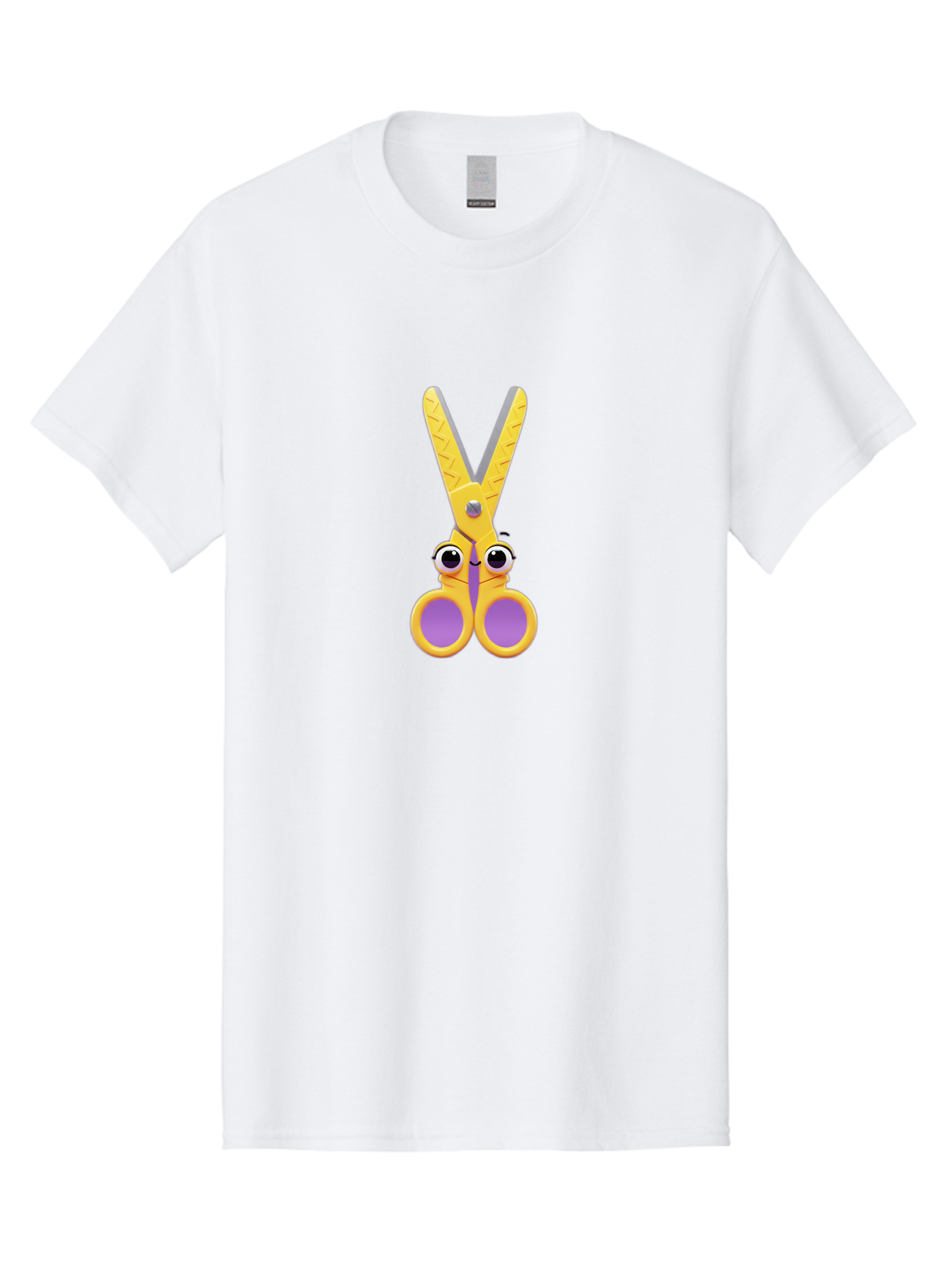 Scissors Men'S Graphic Tee, 100% Cotton, Comfortable Casual Summer Wear, Machine Washable, Cartoon Scissors, Yellow And Purple, Cute Eyes, Fun Craft, Kids Art, Crafting Tools, School Supplies, Creative Projects Bad528