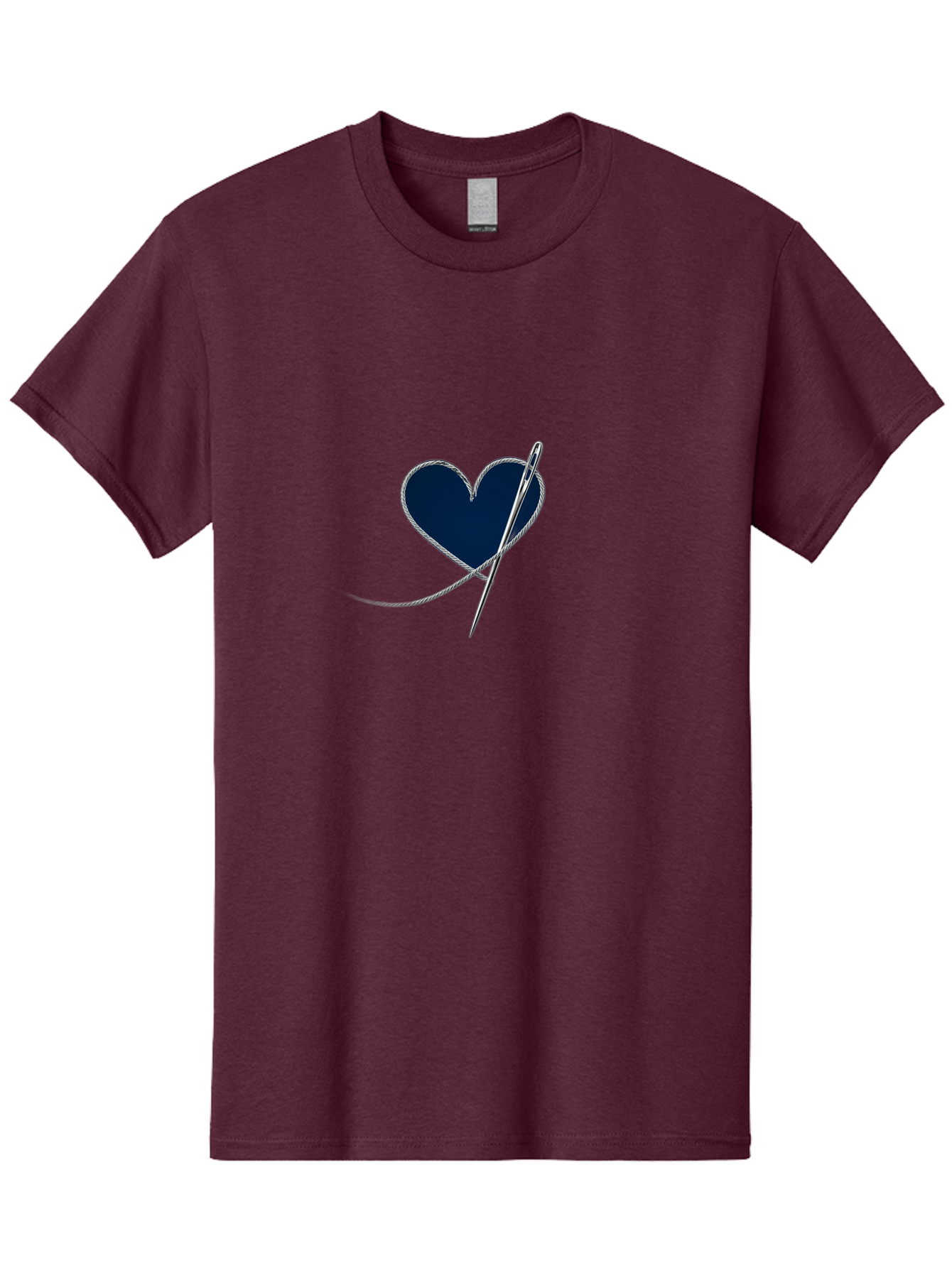 Sewing-Needle-Heart Men'S Graphic Tee, 100% Cotton, Comfortable Casual Summer Wear, Machine Washable, Heart With Needle And Thread, Sewn Love, Handmade Craft, Embroidery Art, Stitched Heart, Needlework, Diy Decoration, Silver Thread Bad533